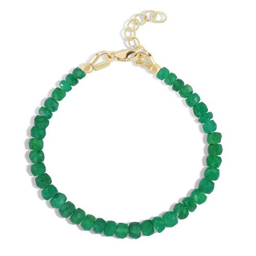Natural Emerald Plain Beaded Bracelet Handmade Jewelry