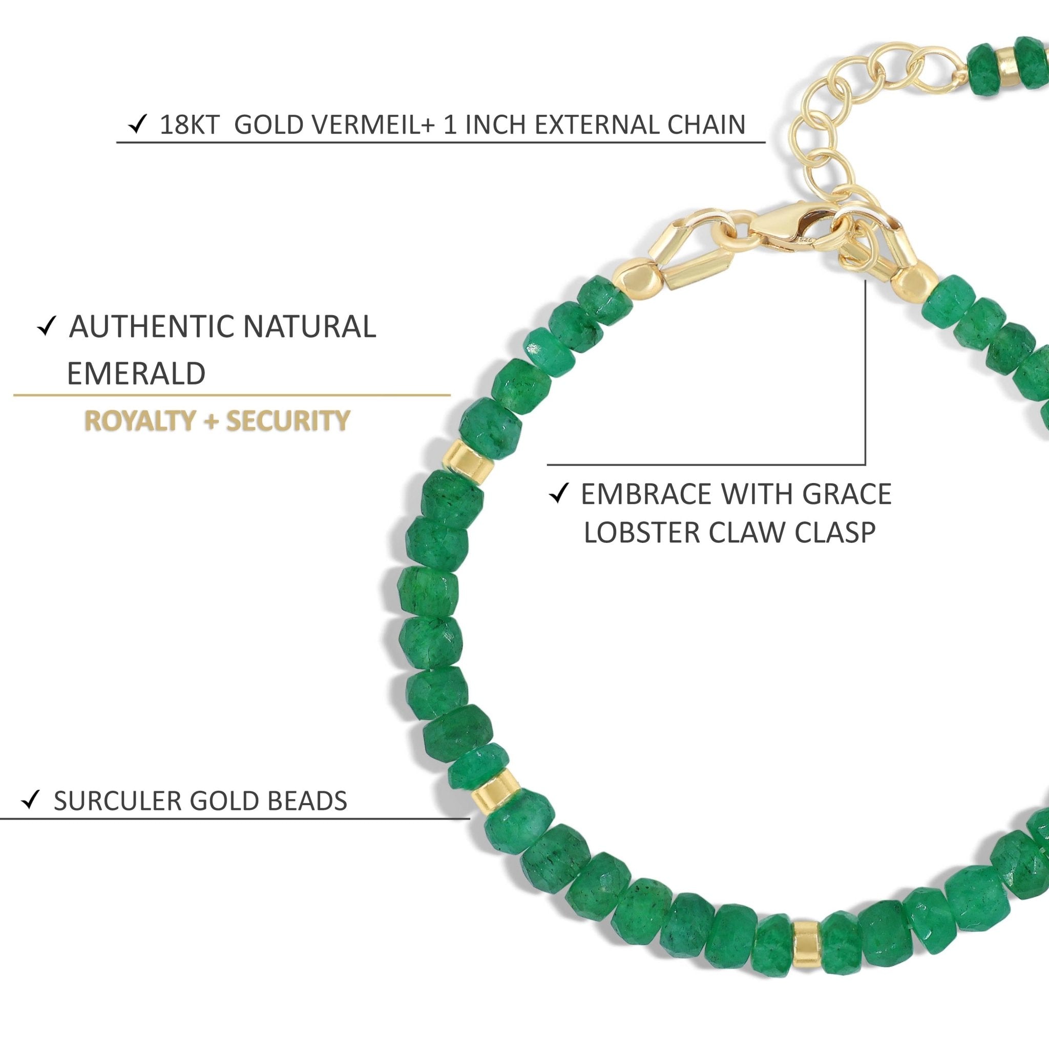 Natural Emerald Separator Bead Strand Rondelle Bracelet - Goodstone Jewels