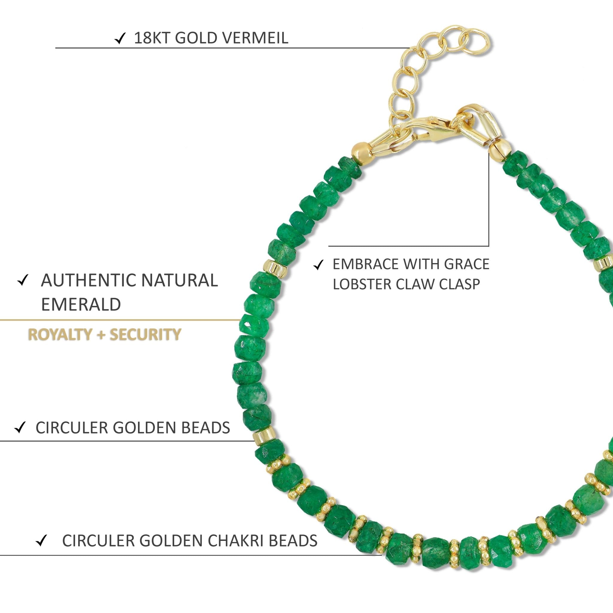 Natural Emerald Separator Rondelle Beaded Bracelet - Goodstone Jewels