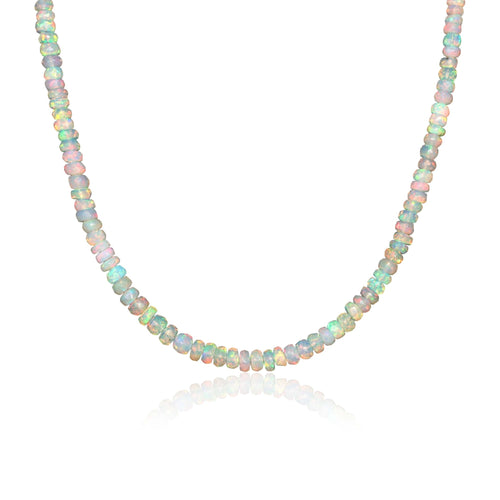 Natural Ethiopian Faceted White Opal Beaded Necklace for Wedding Gift