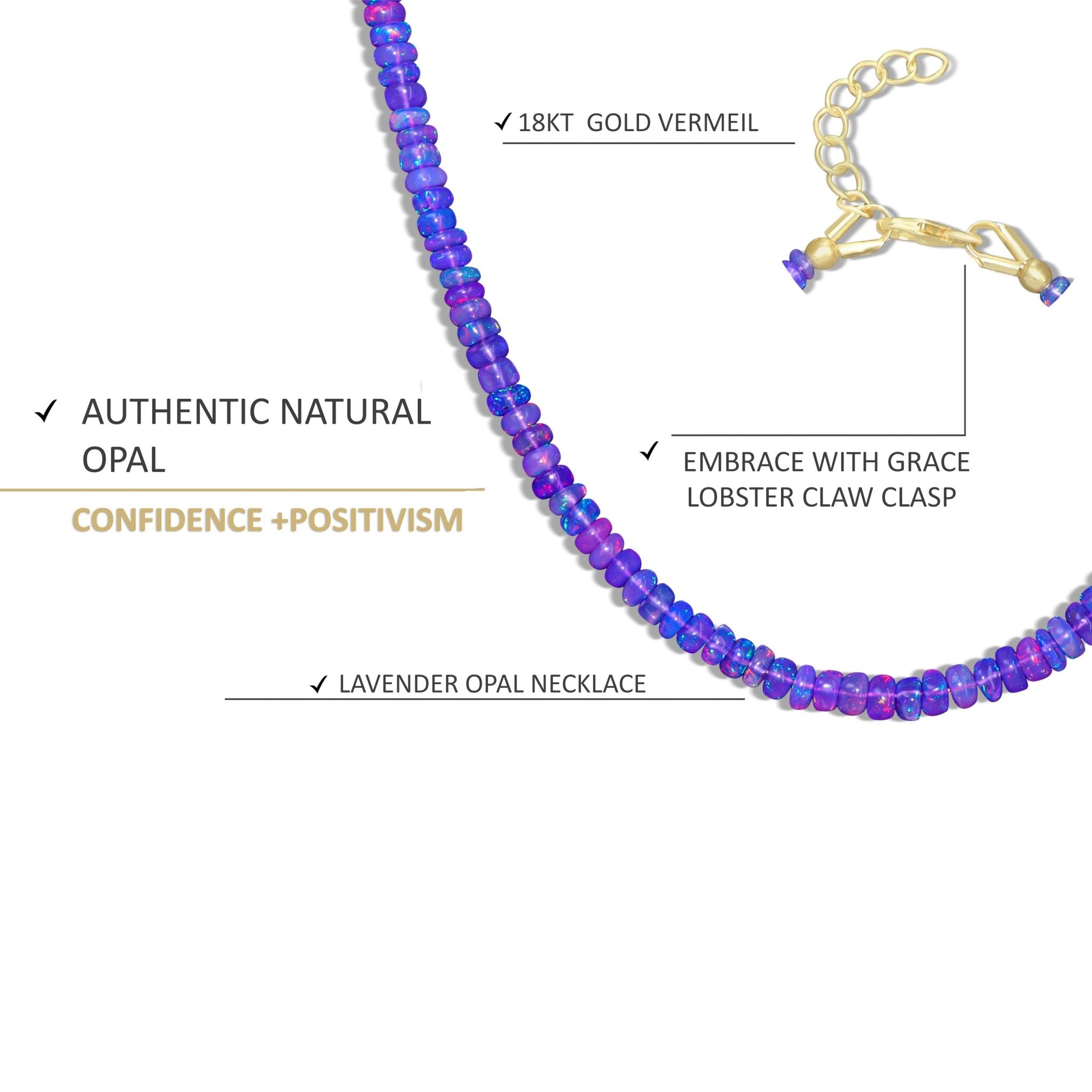 Natural Ethiopian Fire Lavender Opal Beaded 925 sterling Silver Necklace - Goodstone Jewels