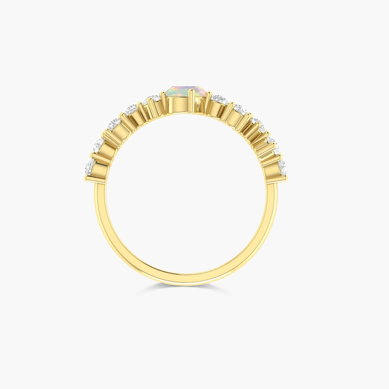Natural fire opal with Small Cubic Zircon Wedding ring - Goodstone Jewels
