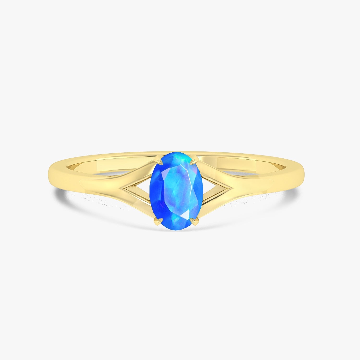 Natural Fire Oval Faceted Opal Ring - Goodstone Jewels