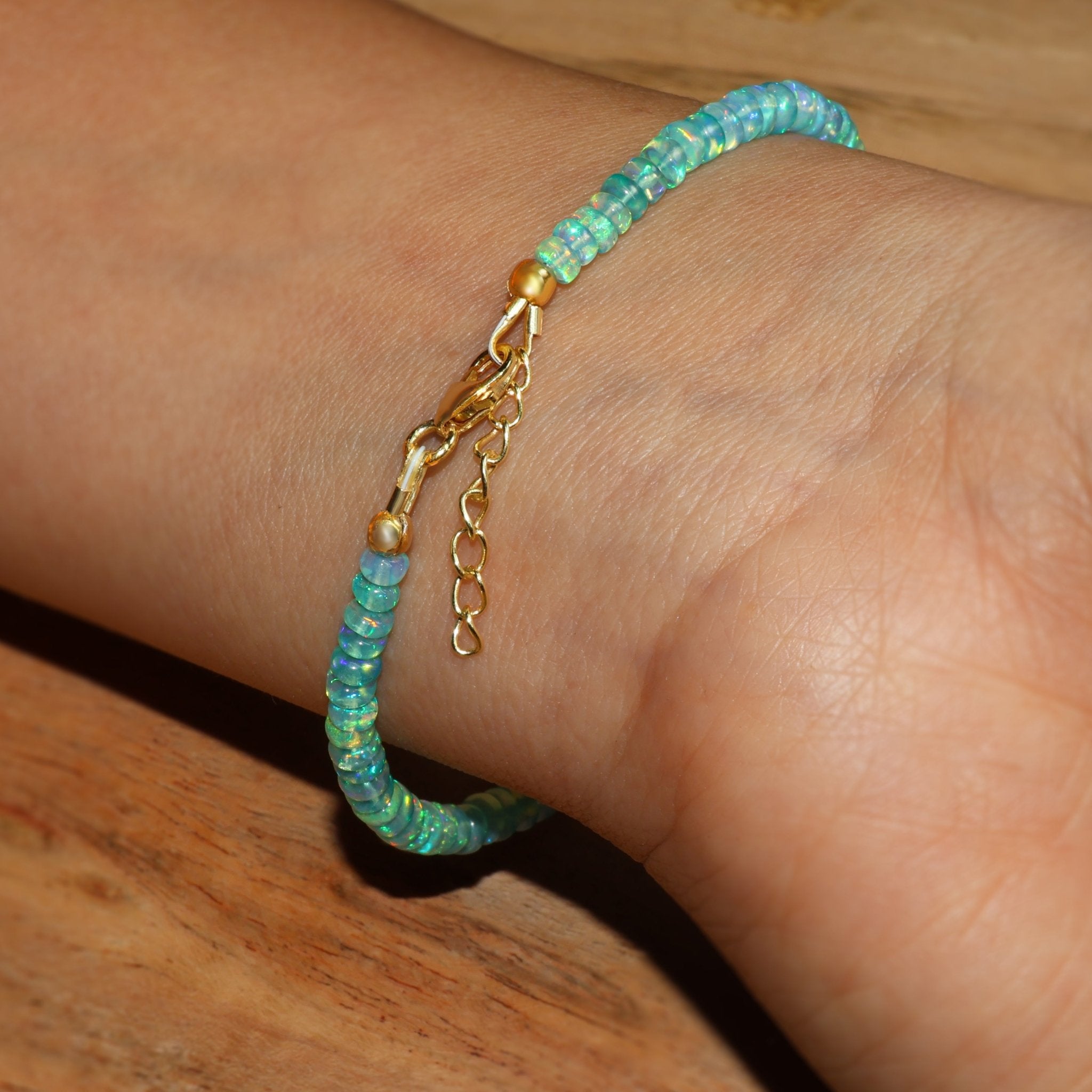 Natural Green Opal 4 - 5MM Plain Beaded Handmade Bracelet - Goodstone Jewels