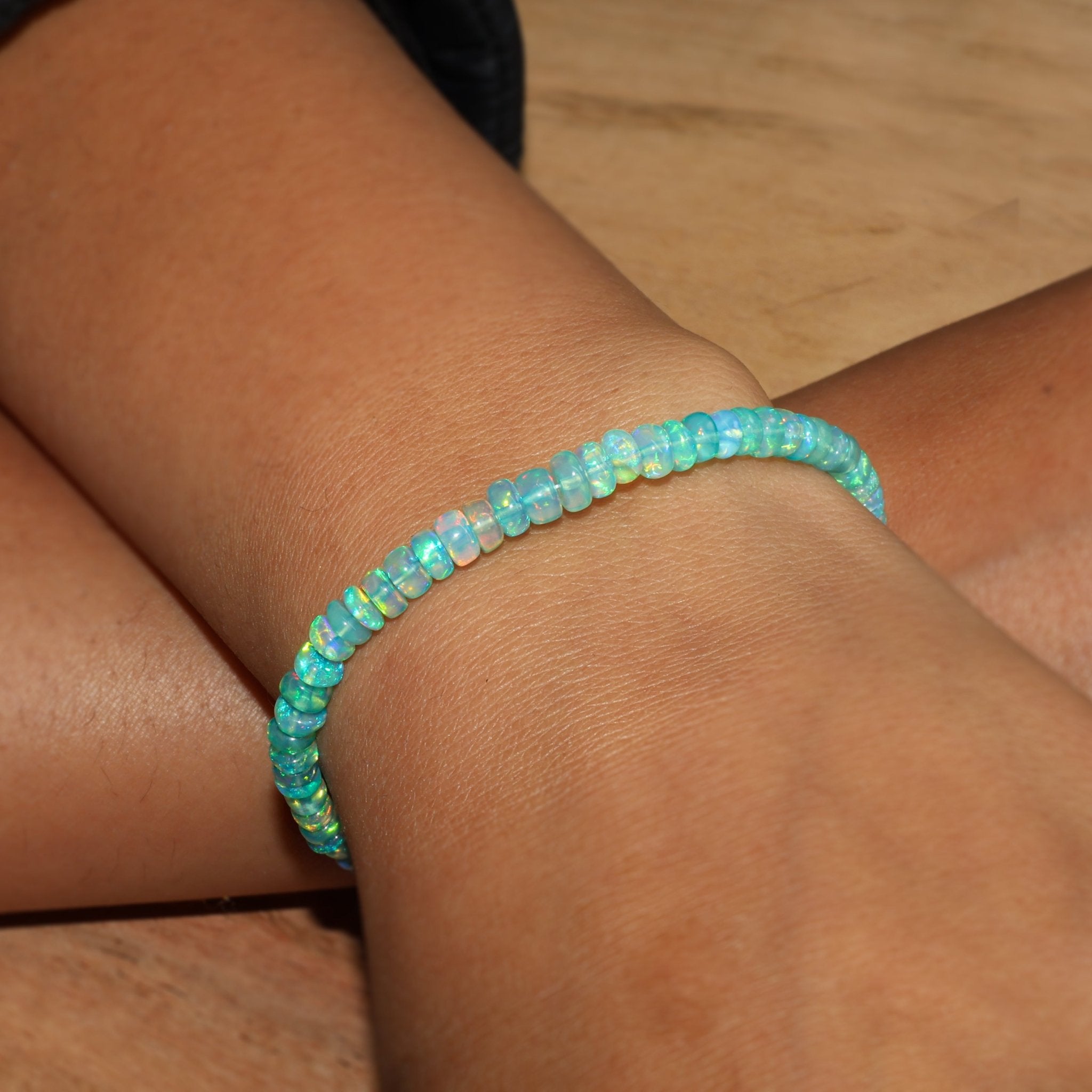 Natural Green Opal 4 - 5MM Plain Beaded Handmade Bracelet - Goodstone Jewels