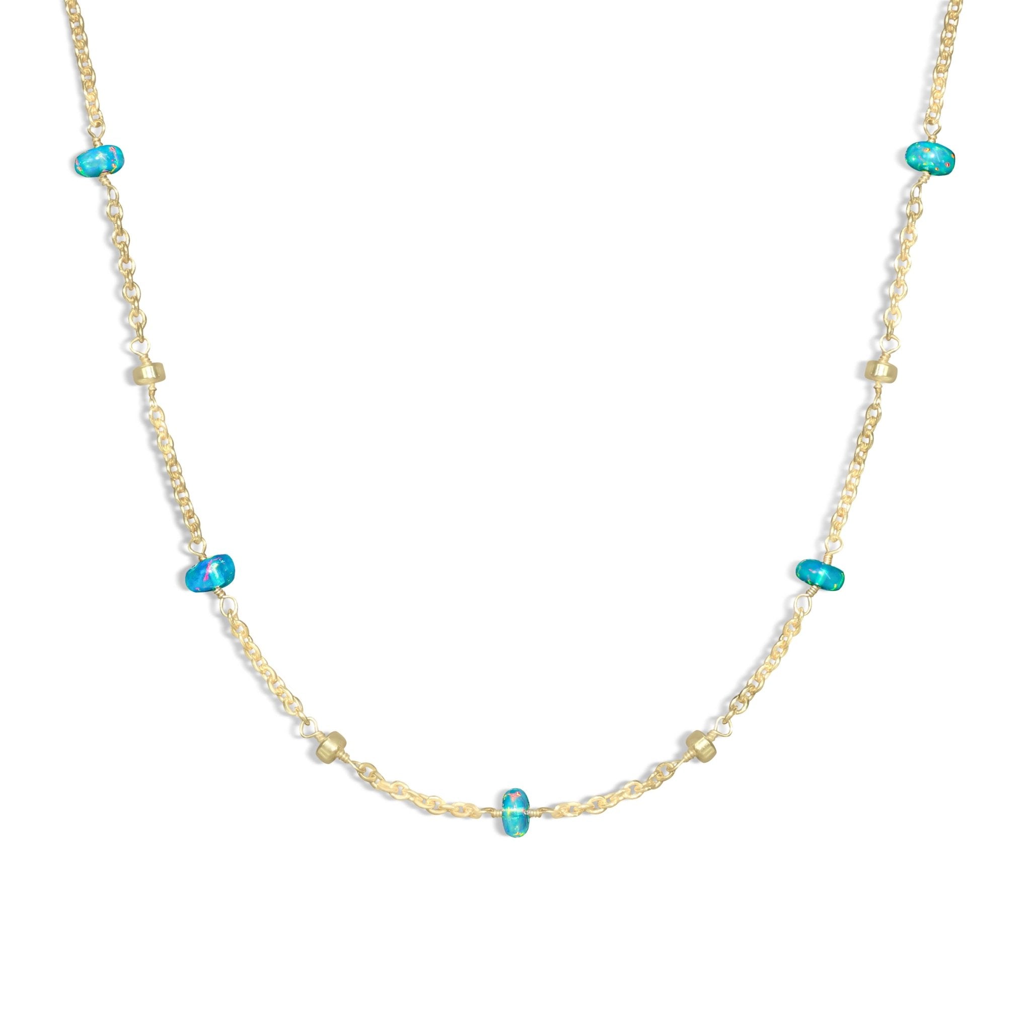 Natural Green Opal Beaded Chain Necklace for Women - Goodstone Jewels