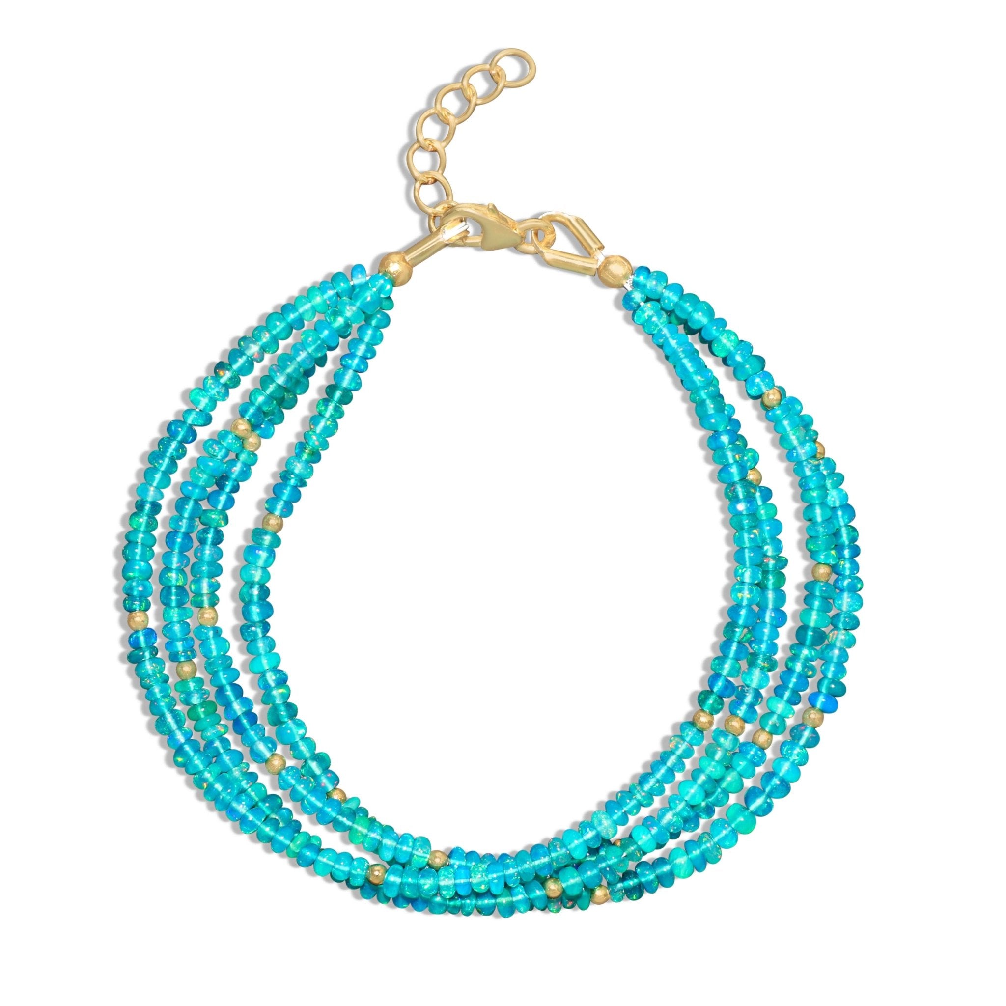 Natural Green Opal Four Strand Beaded Bracelet - Goodstone Jewels