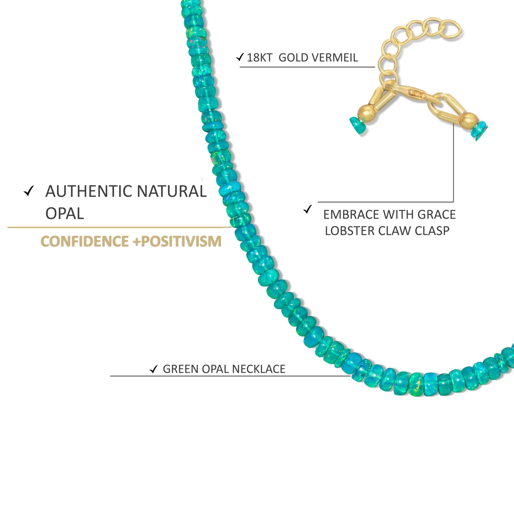 Natural Green Opal Plain Beaded Necklace for Women - Goodstone Jewels