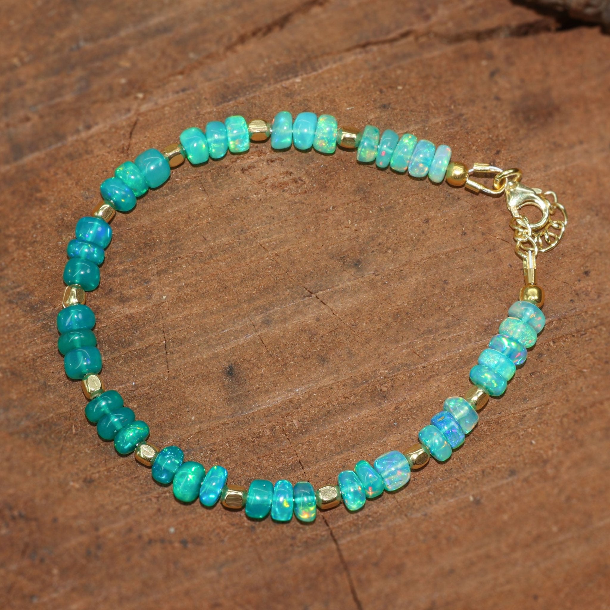 Natural Green Opal Shaded Dainty Beaded Bracelet Gold Filled Handmade Bracelets - Goodstone Jewels