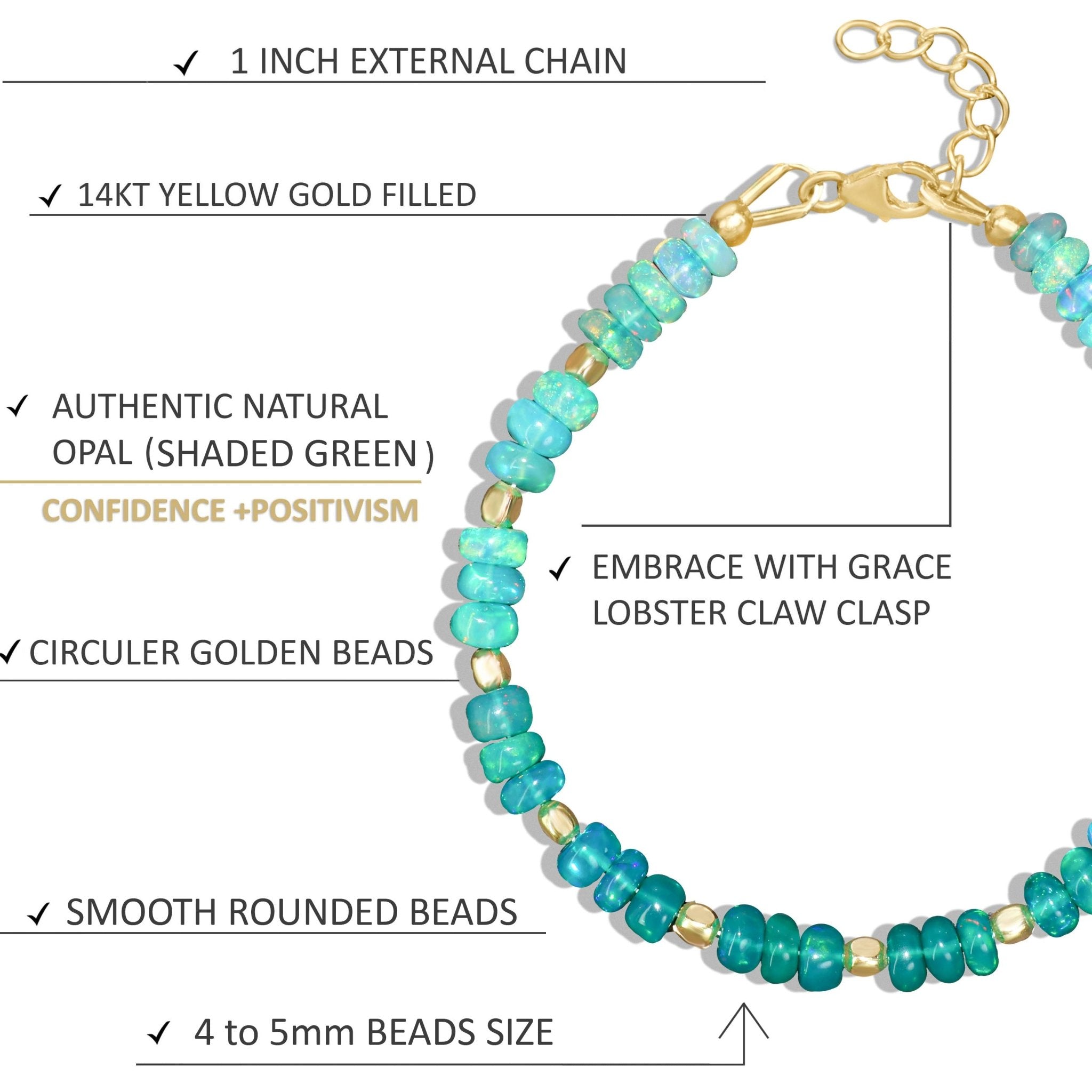 Natural Green Opal Shaded Dainty Beaded Bracelet Gold Filled Handmade Bracelets - Goodstone Jewels