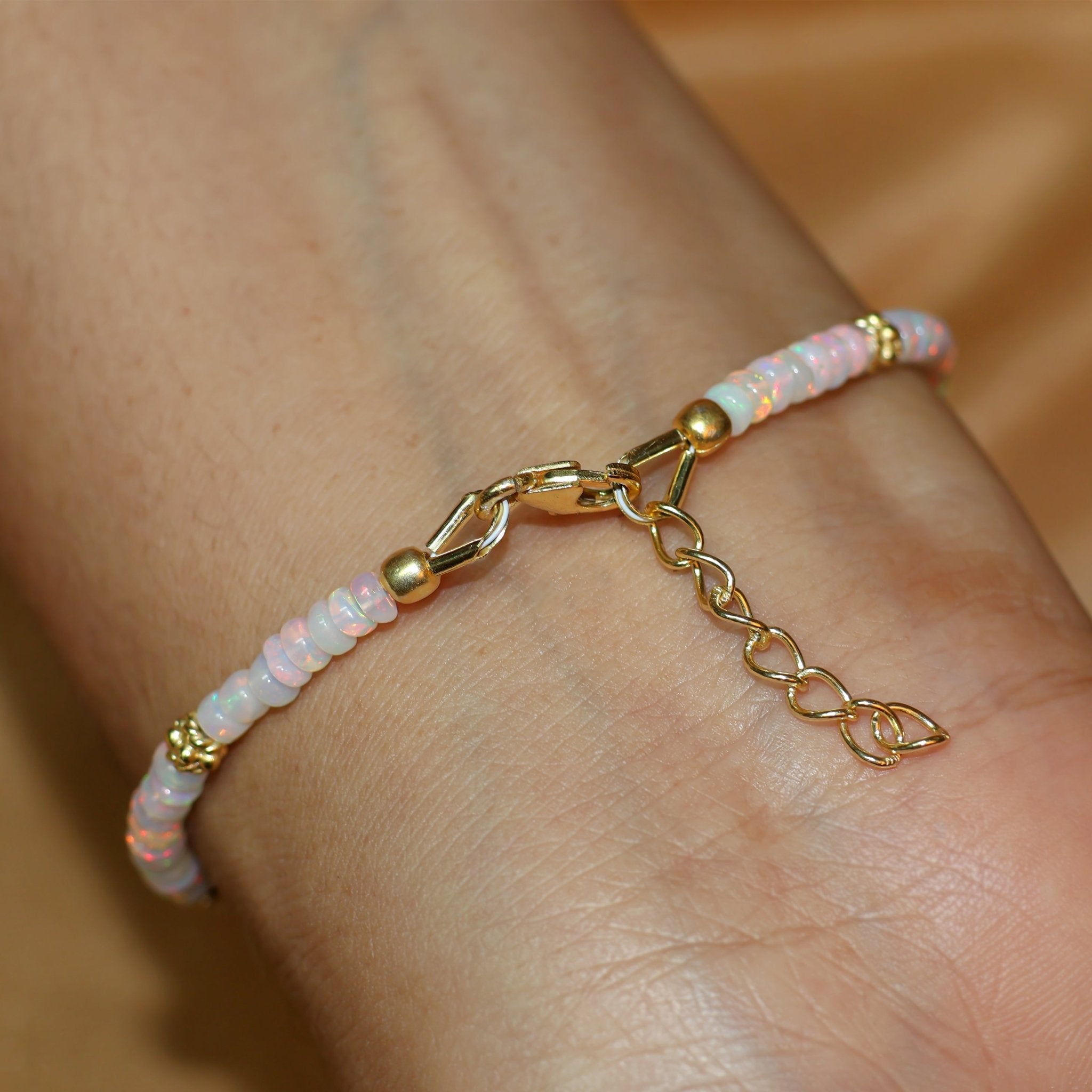 Natural Lavender and White Dual Opal Gemstone Beaded Bracelet - Goodstone Jewels