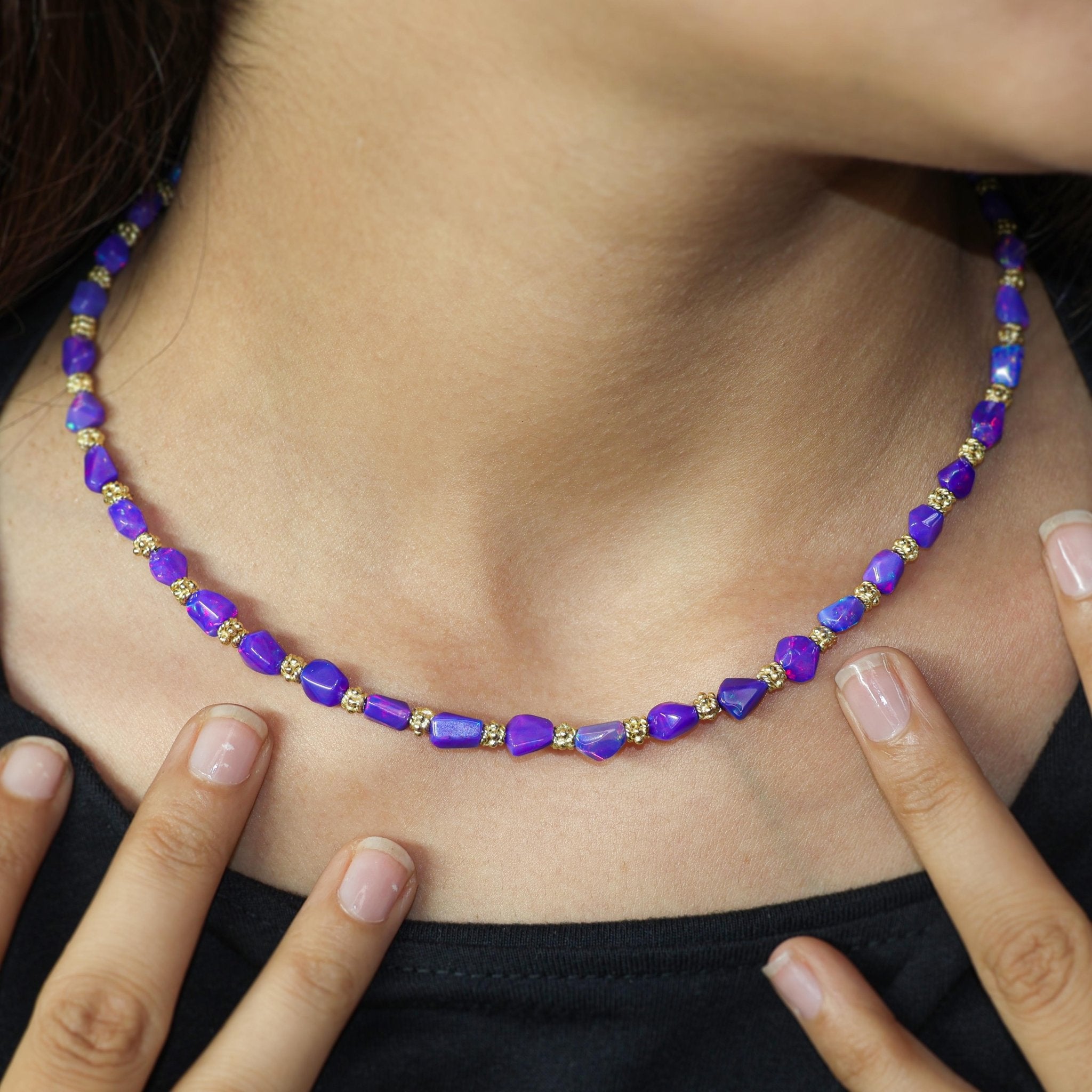 Natural Lavender Ethiopian Opal Tumble Beads Necklace - Goodstone Jewels