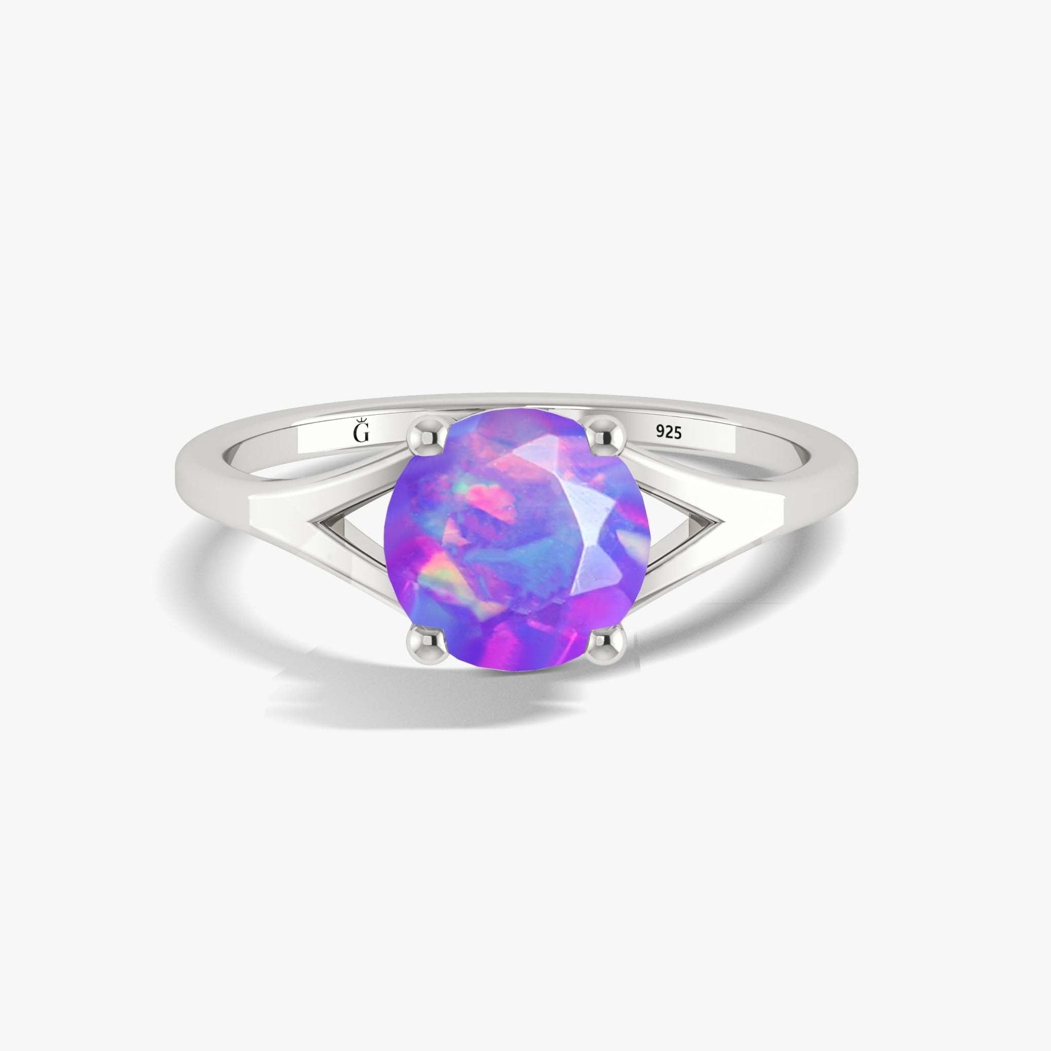 Natural Lavender Opal 1.6 Carat Round Shape Solitaire Wedding Ring - Goodstone Jewels