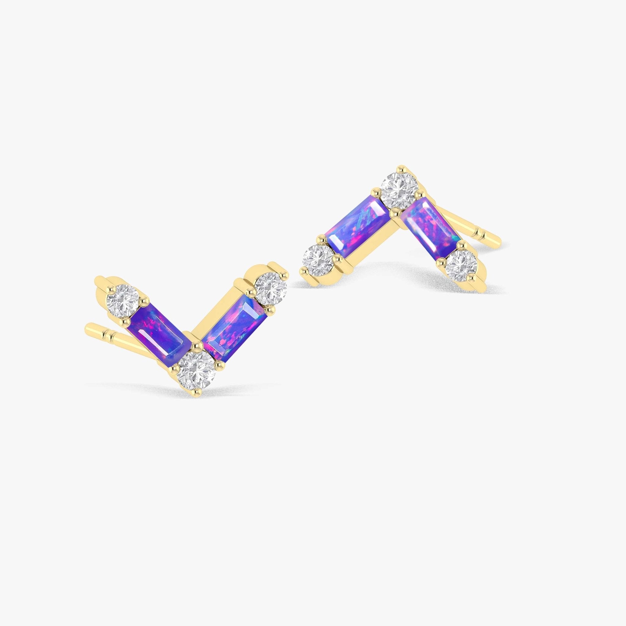 Natural Lavender Opal AV Style Stud Earrings - Goodstone Jewels