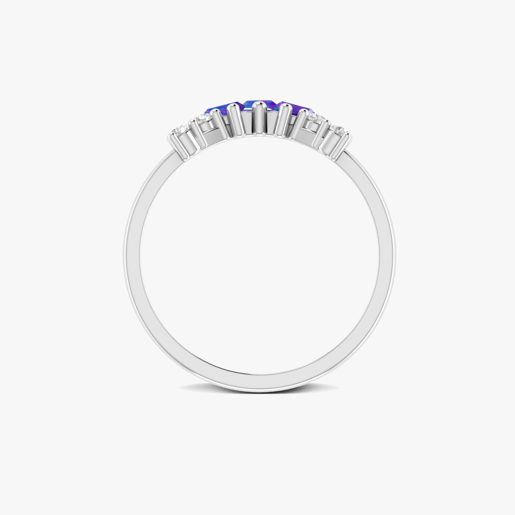 Natural Lavender Opal Baguette Stone Wishbone Crown Style Ring - Goodstone Jewels