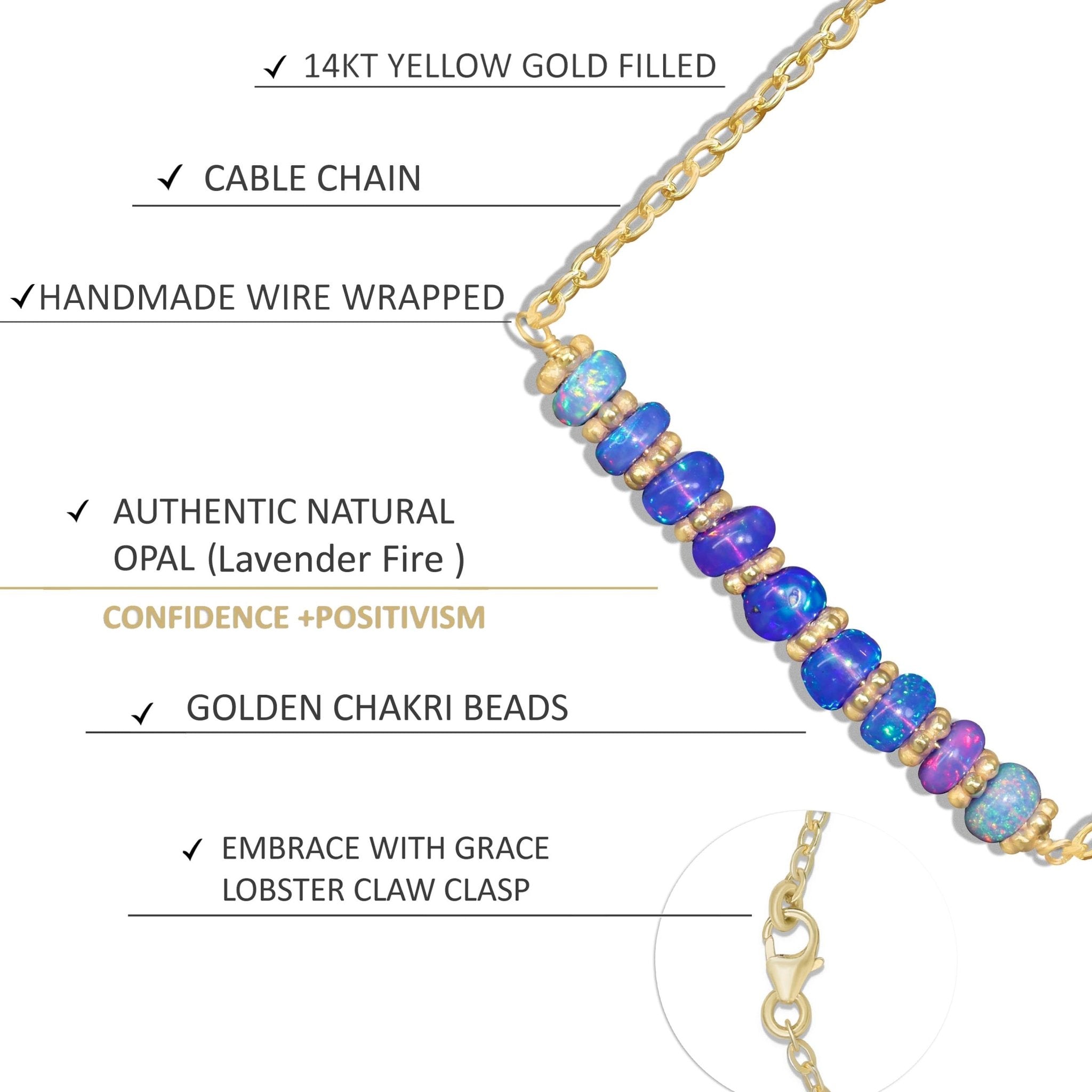 Natural Lavender Opal Bar Chain Necklace for Women - Goodstone Jewels