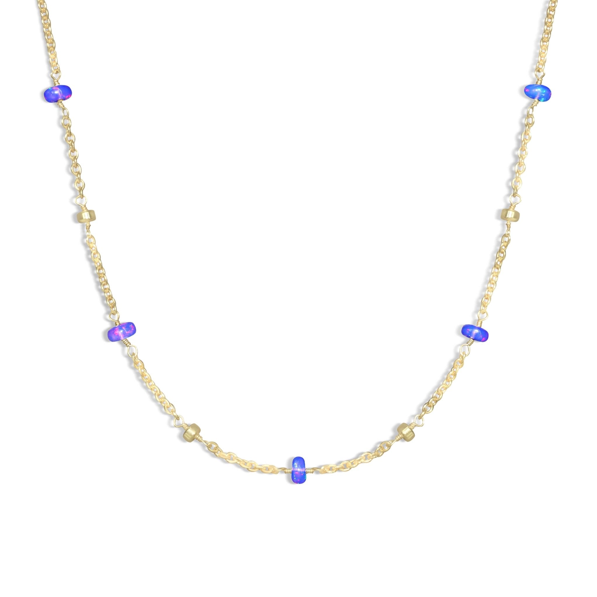 Natural Lavender Opal Beaded Chain Necklace for Women - Goodstone Jewels