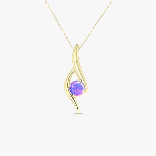 Natural Lavender Opal Bypass Pendant Chain Necklace