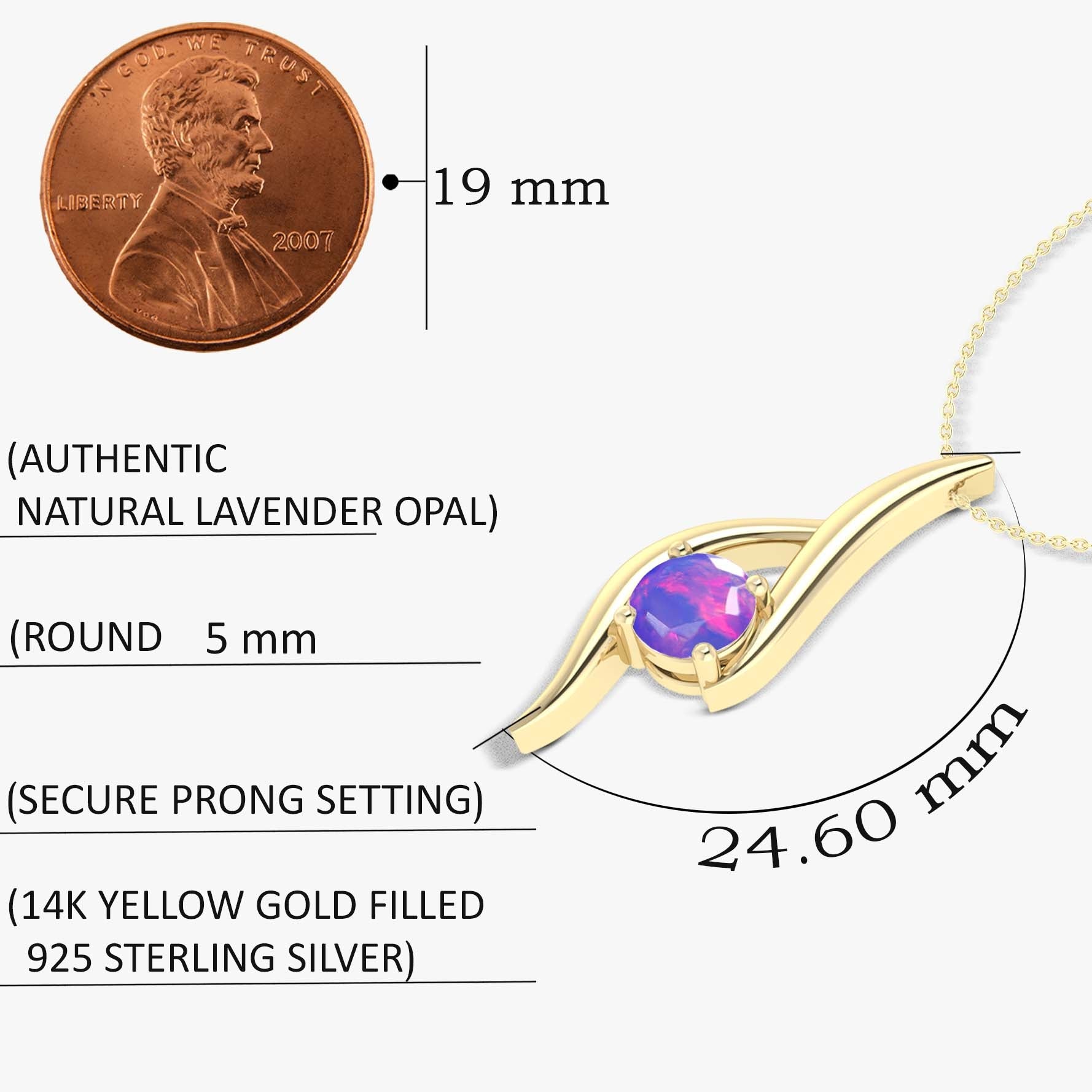 Natural Lavender Opal Bypass Pendant Chain Necklace - Goodstone Jewels