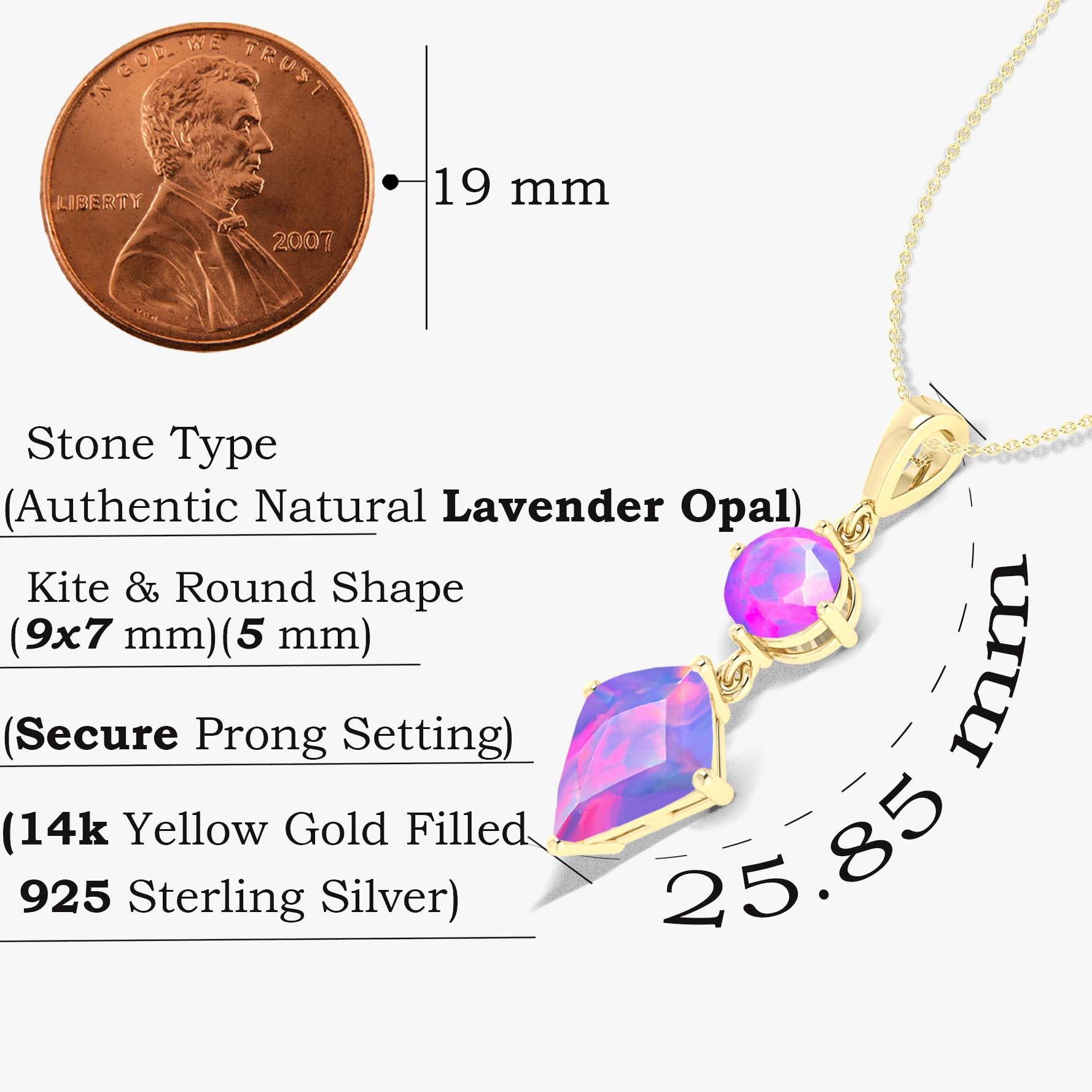 Natural Lavender Opal Dual Stone Long Chain Pendant Necklace - Goodstone Jewels