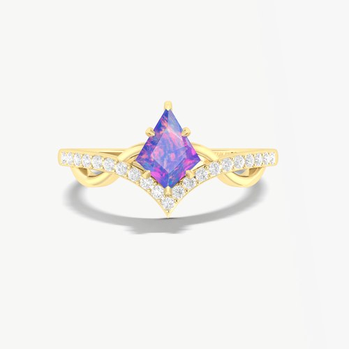 Lavender Opal Wishbone Ring in Sterling Silver