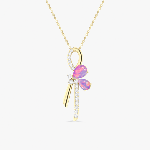 Natural Lavender Opal Knot Style Charm Pendant Necklace