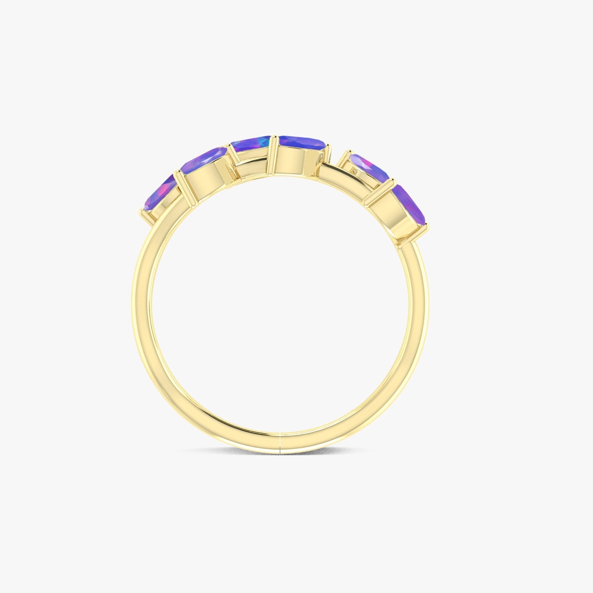 Natural Lavender Opal Leaf Style Six Stone Gold Filled & 925 Silver Ring - Goodstone Jewels