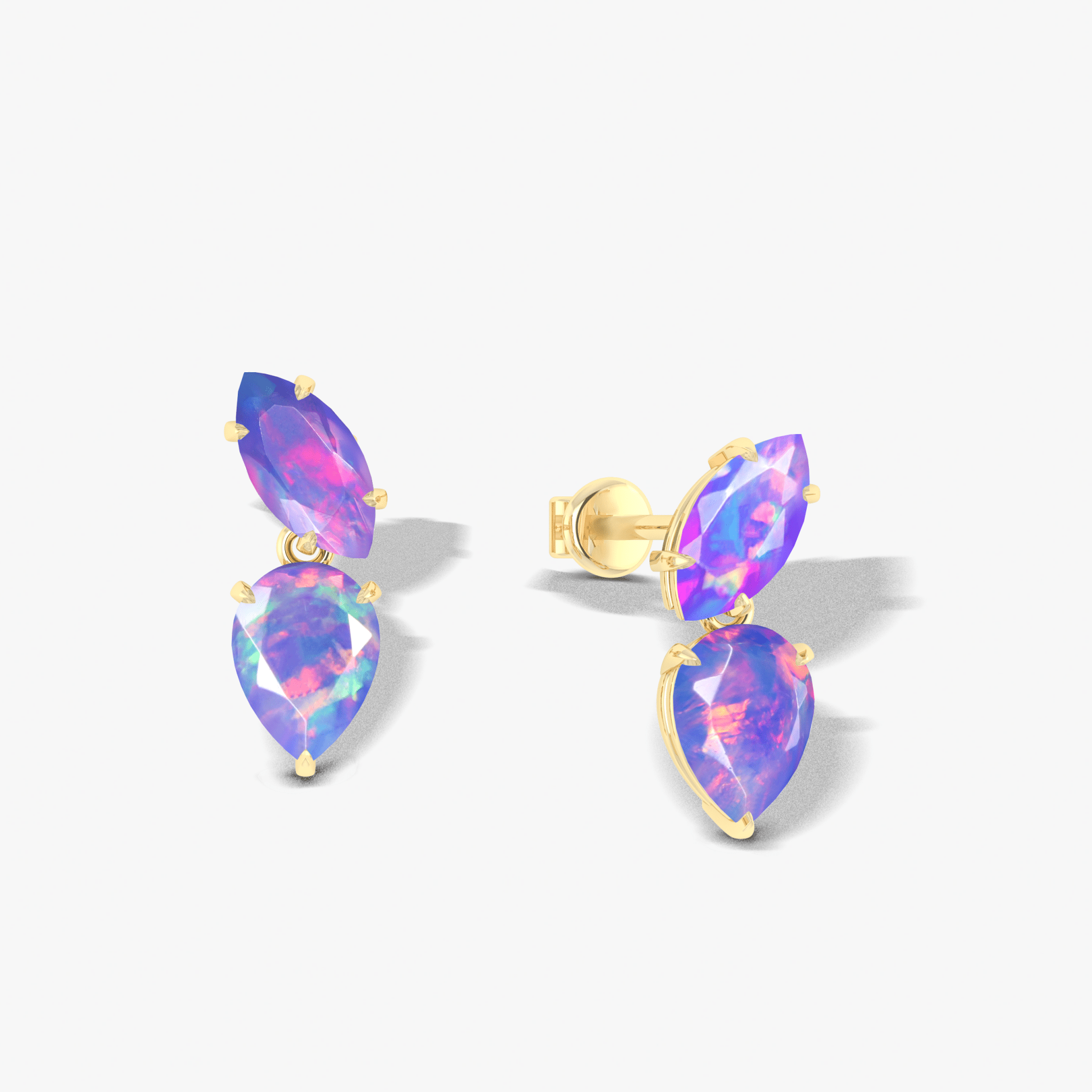 Natural Lavender Opal Marquise & Pear Two Stone Stud Earrings - Goodstone Jewels