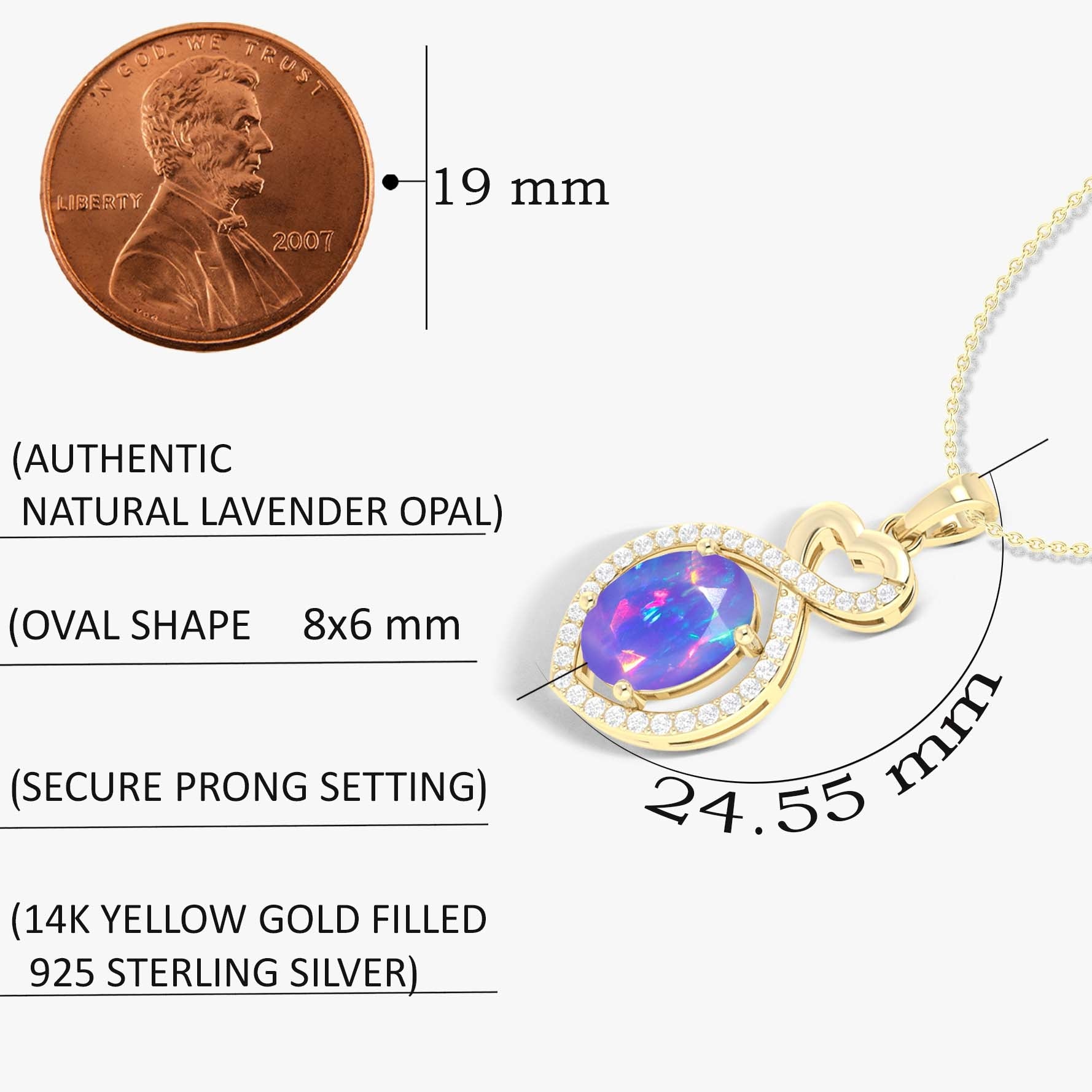 Natural Lavender Opal Mini Heart Style Chain Pendant Necklace - Goodstone Jewels