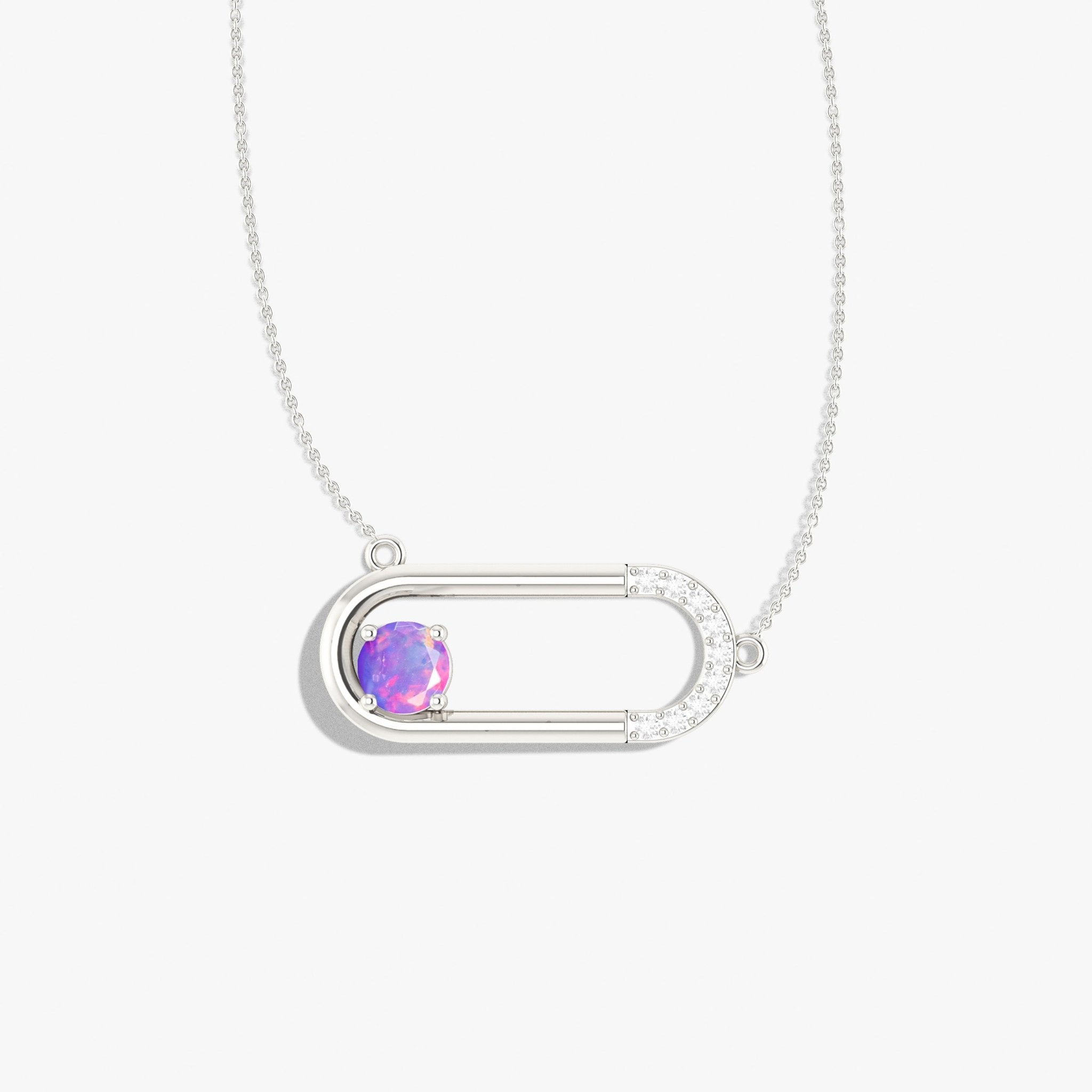 Natural Lavender Opal Rectangle Style Chain Pendant Necklace at Goodstone Jewels