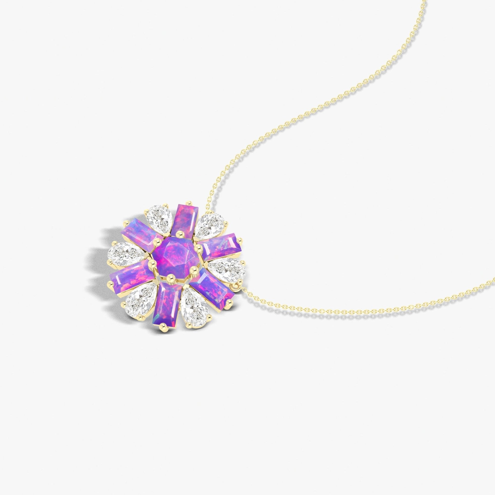 Natural Lavender Opal Round Cluster Charm Pendant Necklace - Goodstone Jewels