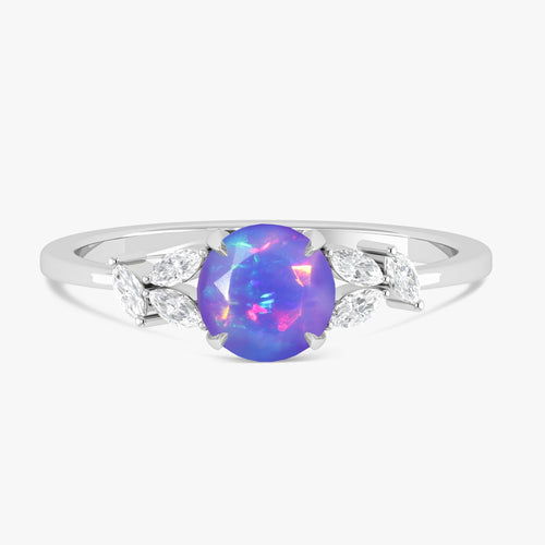 Lavender Opal Leaf Ring in Silver & Gold Filled
