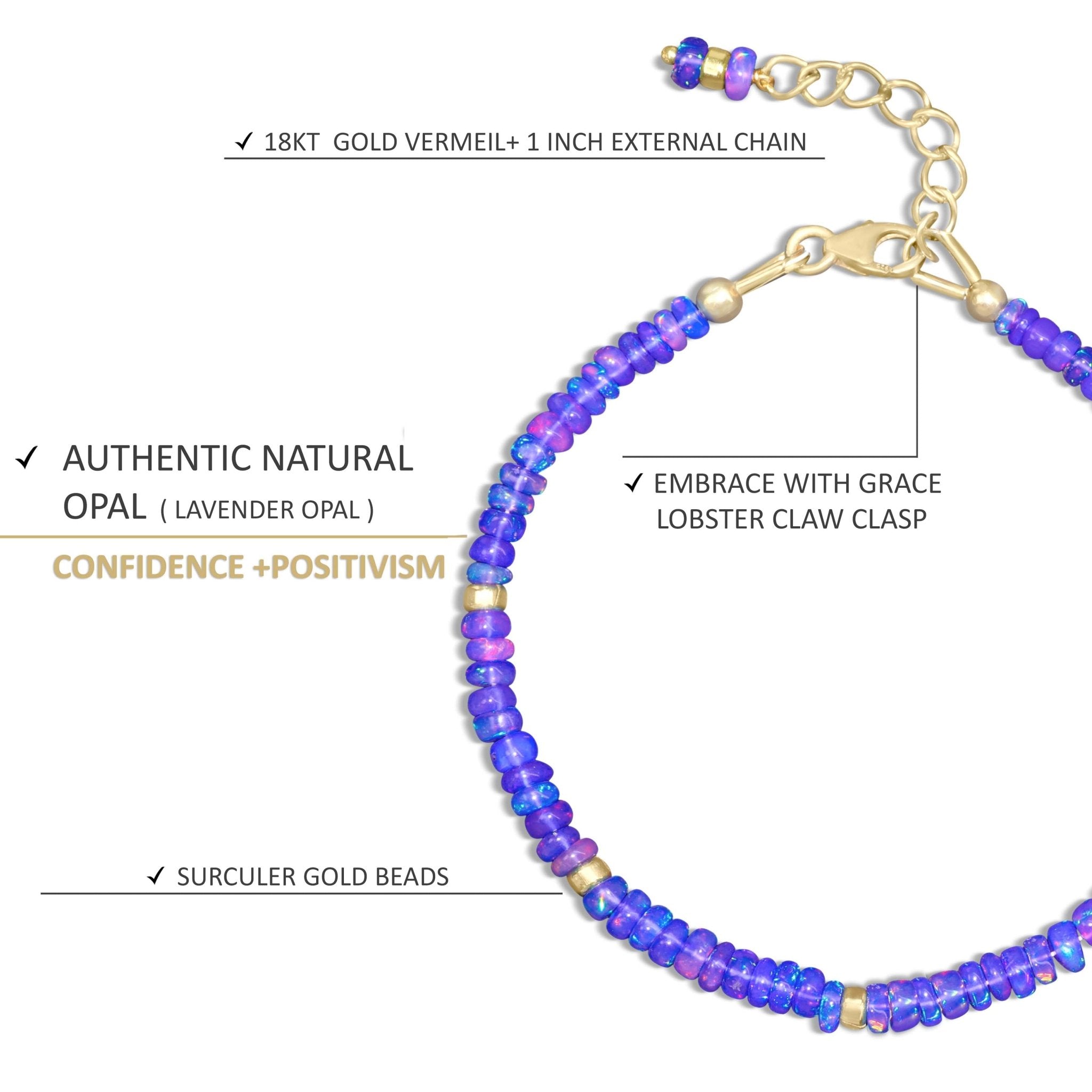 Natural Lavender Opal Separator Bead Strand Rondelle Bracelet - Goodstone Jewels