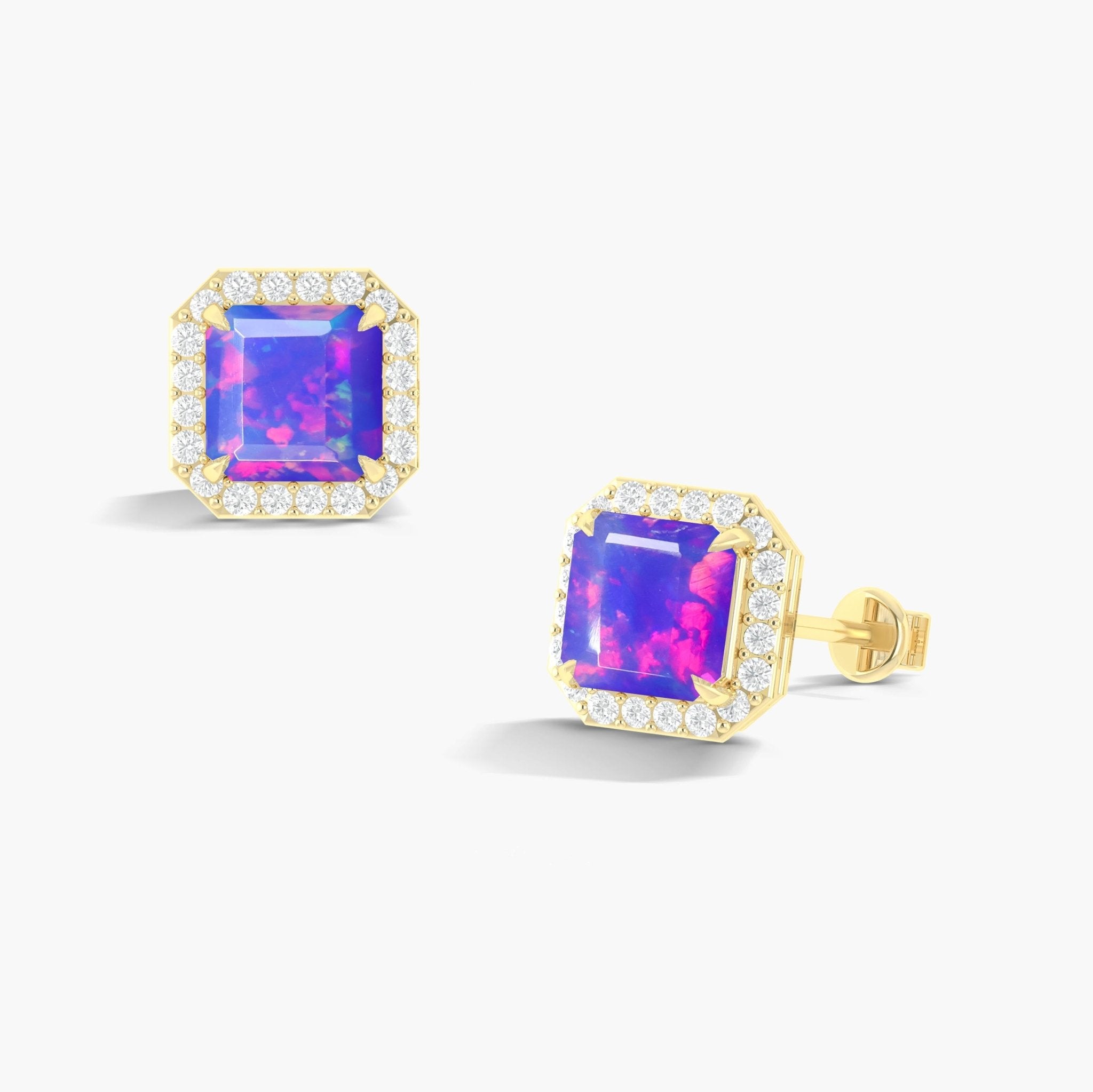 Natural Lavender Opal Stud Earrings Push Back - Goodstone Jewels