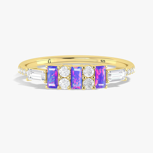 Lavender Opal and White Zircon Designer Statement Ring
