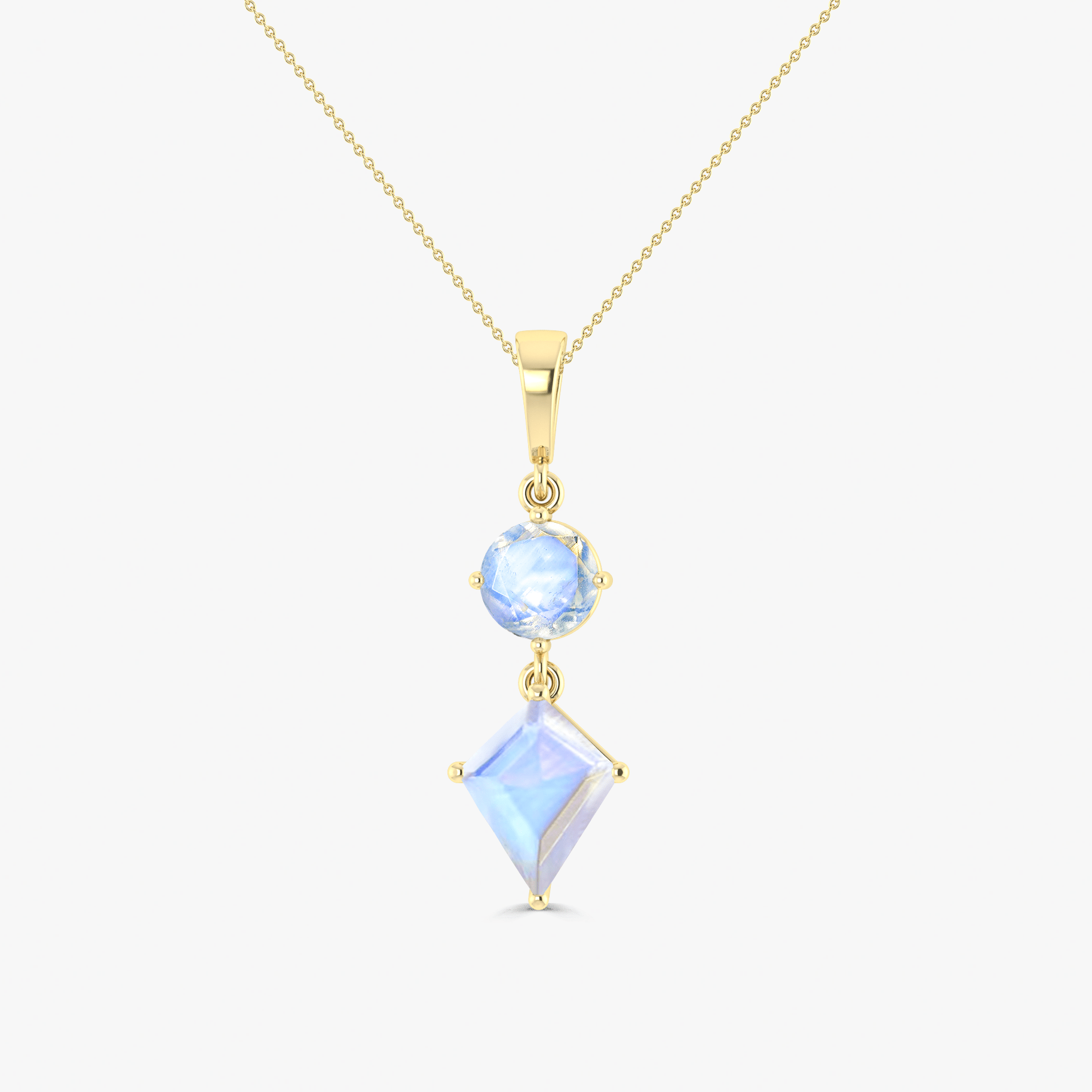Natural Moonstone Dual Stone Long Chain Pendant Necklace - Goodstone Jewels