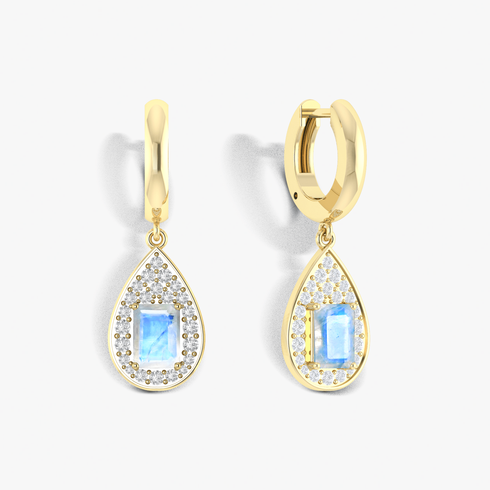 Natural Moonstone Hoop Tear Drop Earrings - Goodstone Jewels