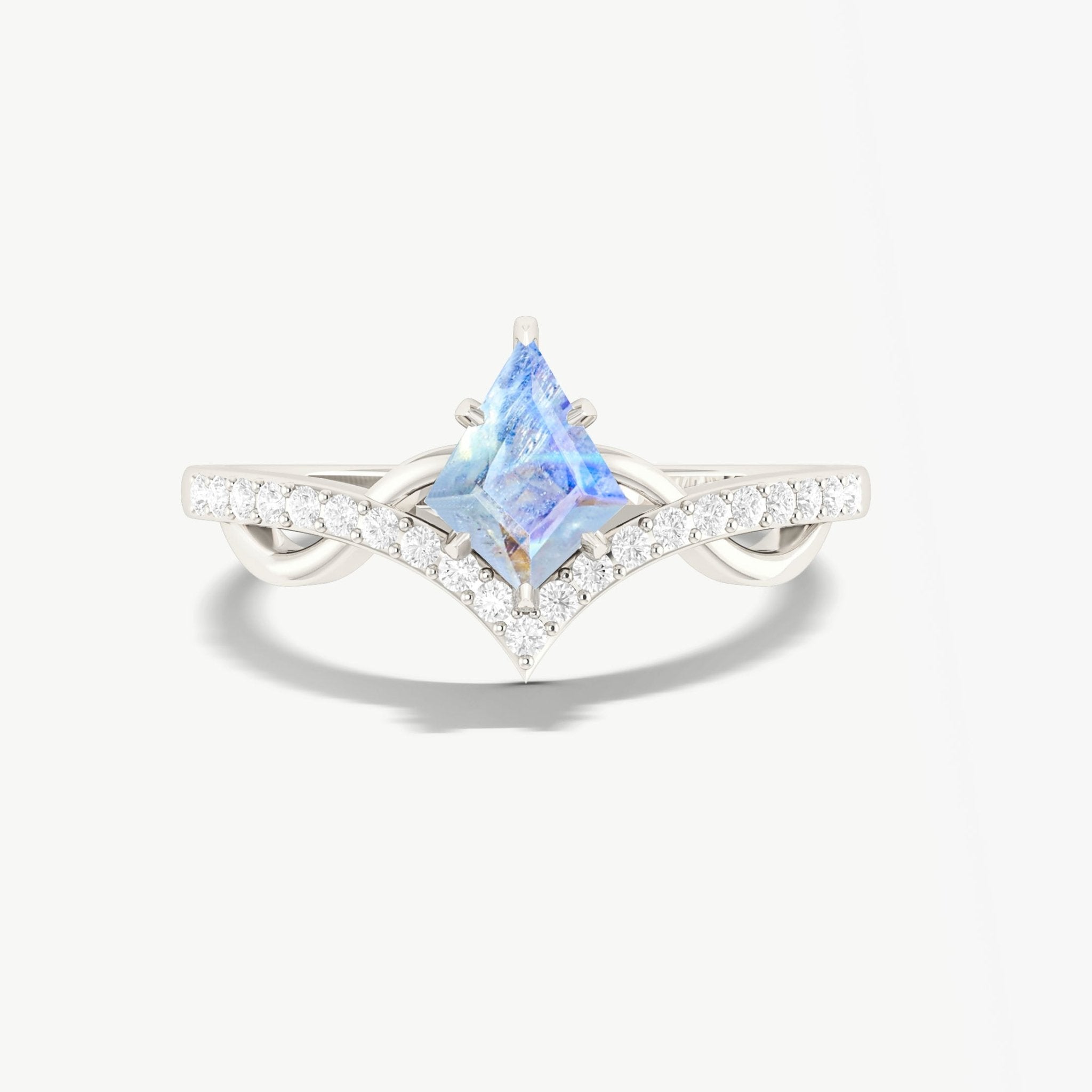 Natural Moonstone Kite Shape Wishbone Ring - Goodstone Jewels