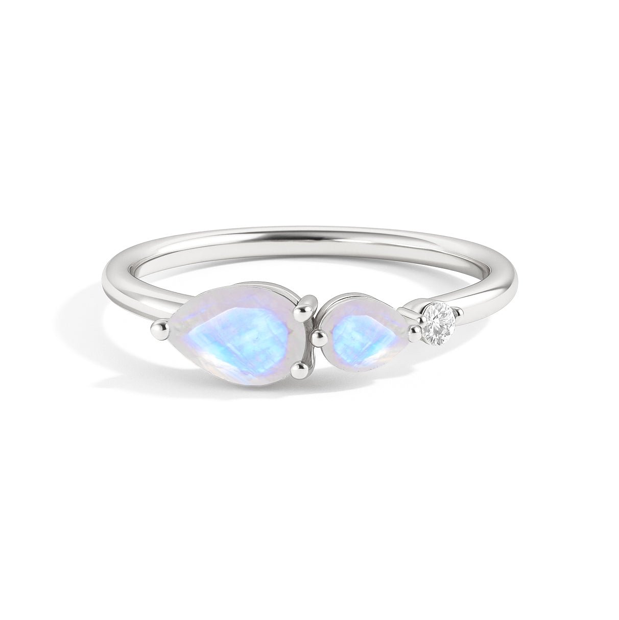 Natural Moonstone Pear Shape Two Stone Ring in Yellow Gold Filled & Silver - Goodstone Jewels