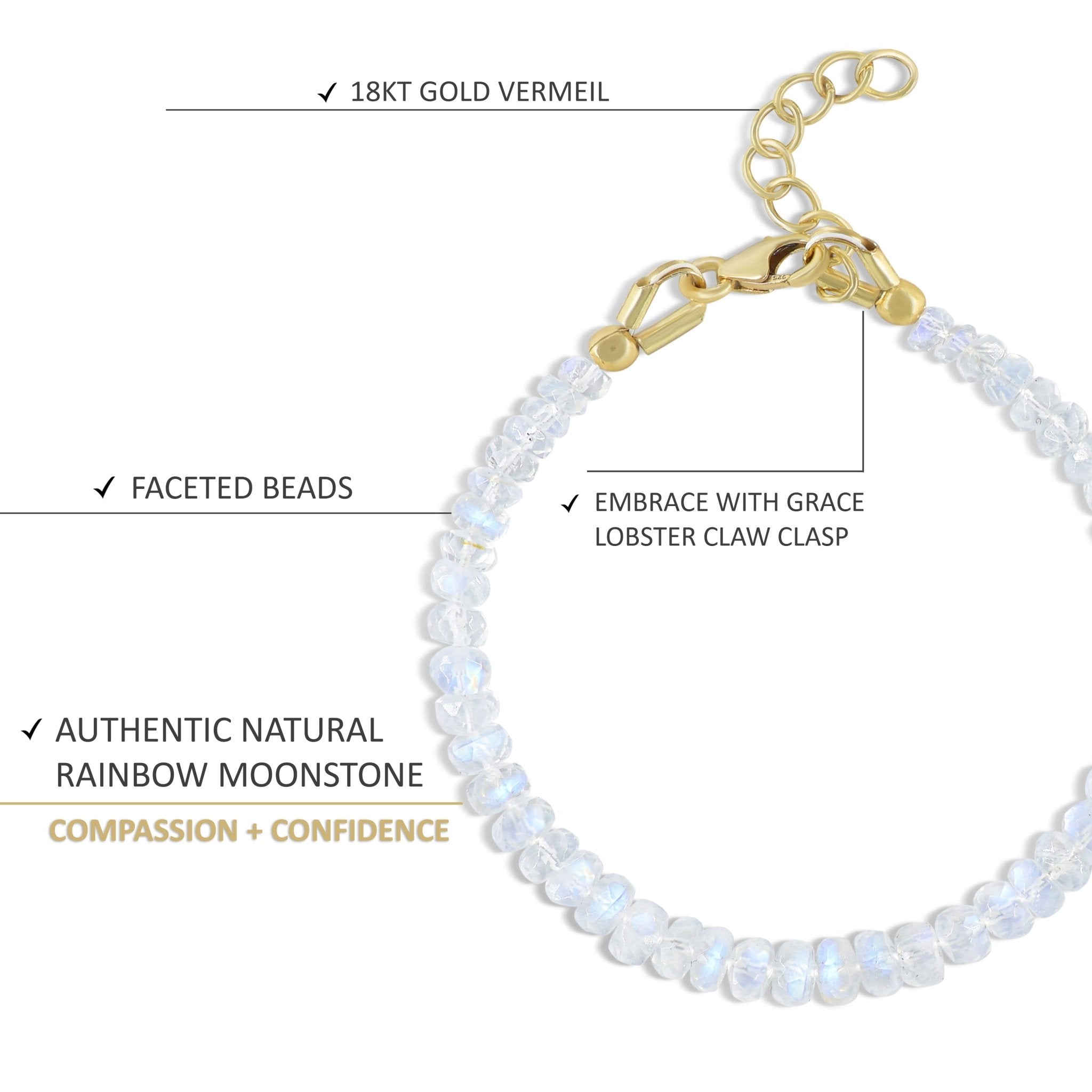 Natural Moonstone Plain Beaded Bracelet Handmade Jewelry - Goodstone Jewels