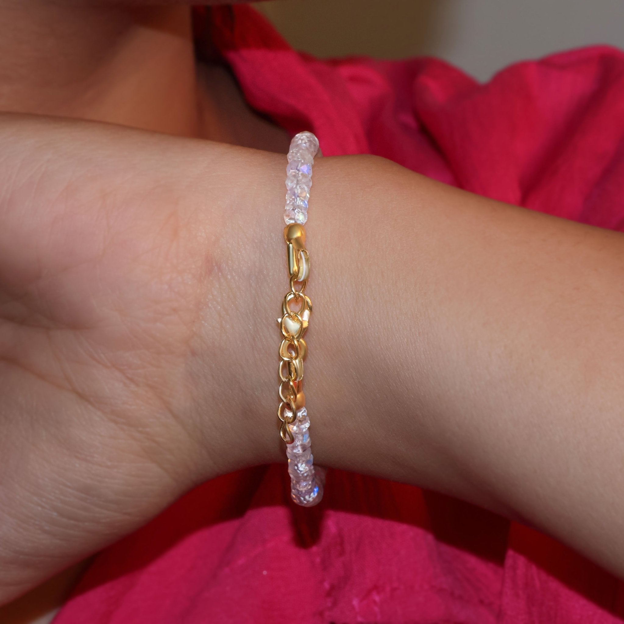 Natural Moonstone Plain Beaded Bracelet Handmade Jewelry - Goodstone Jewels