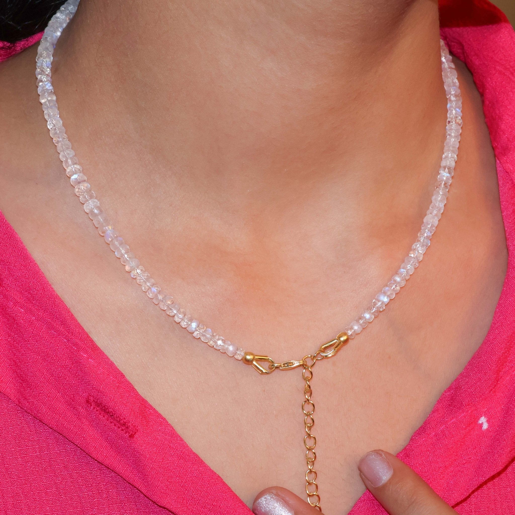 Natural Moonstone Plain Beaded Necklace for Women - Goodstone Jewels