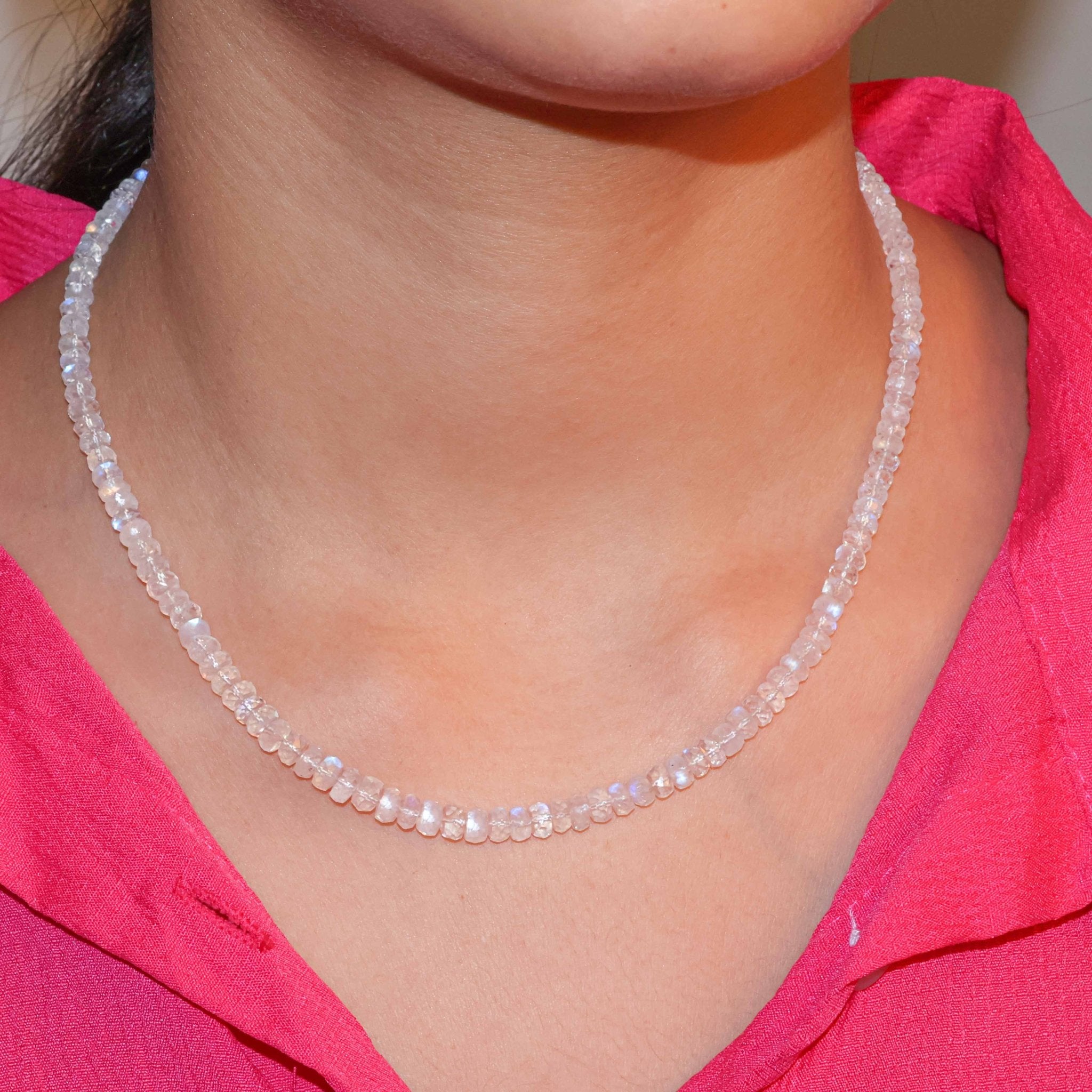 Natural Moonstone Plain Beaded Necklace for Women - Goodstone Jewels