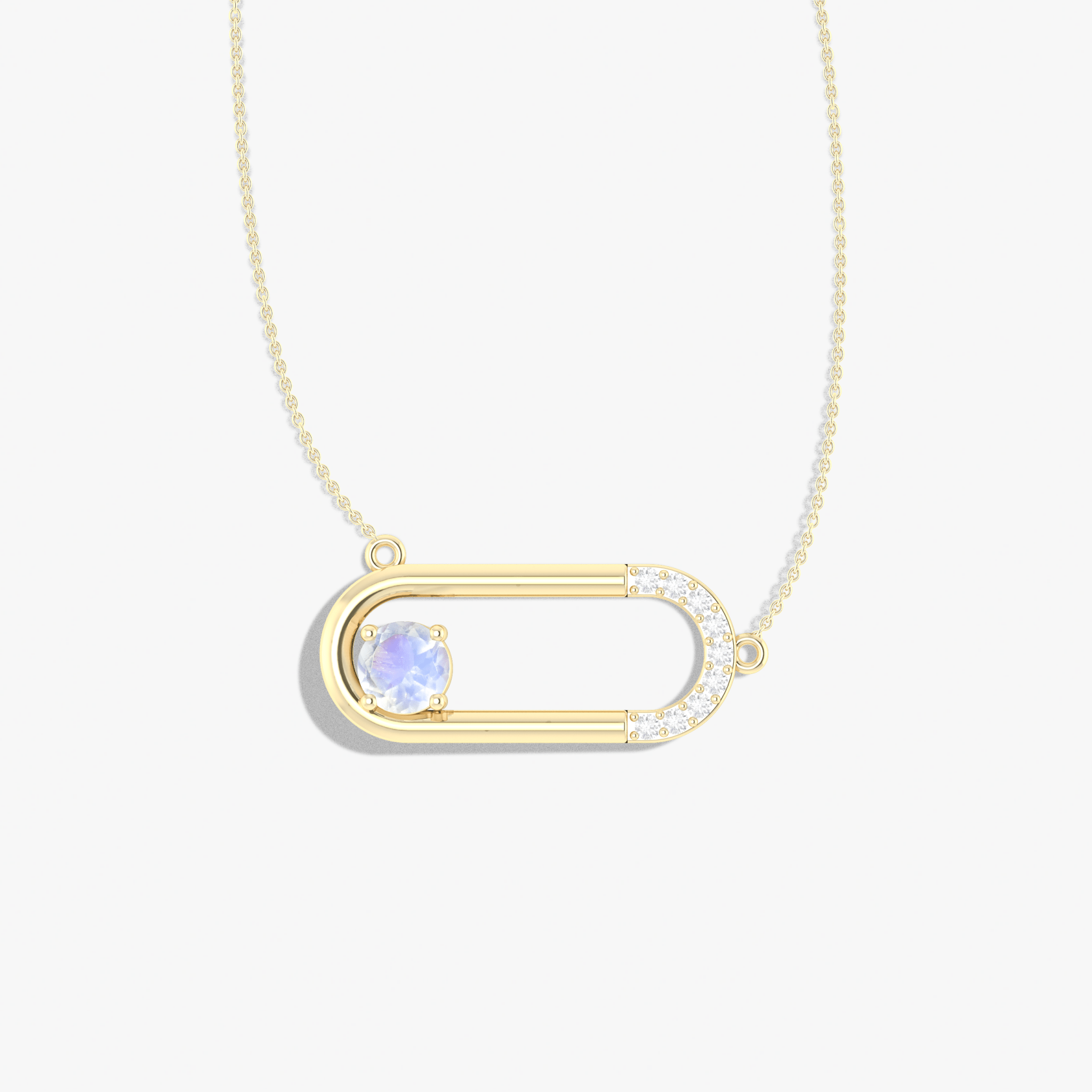 Natural Moonstone Rectangle Style Chain Pendant Necklace - Goodstone Jewels