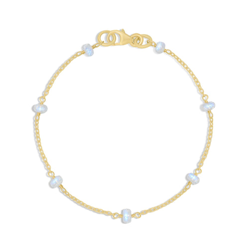 Natural Moonstone Rondelle Minimalist Chain Beaded Bracelet
