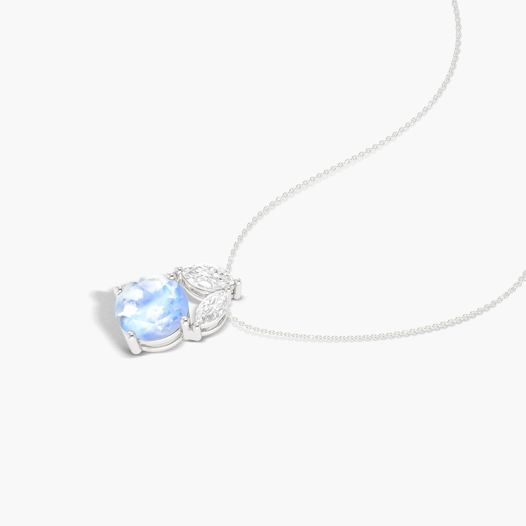 Natural Moonstone Round Stone Minimalist Chain Pendant Necklace - Goodstone Jewels