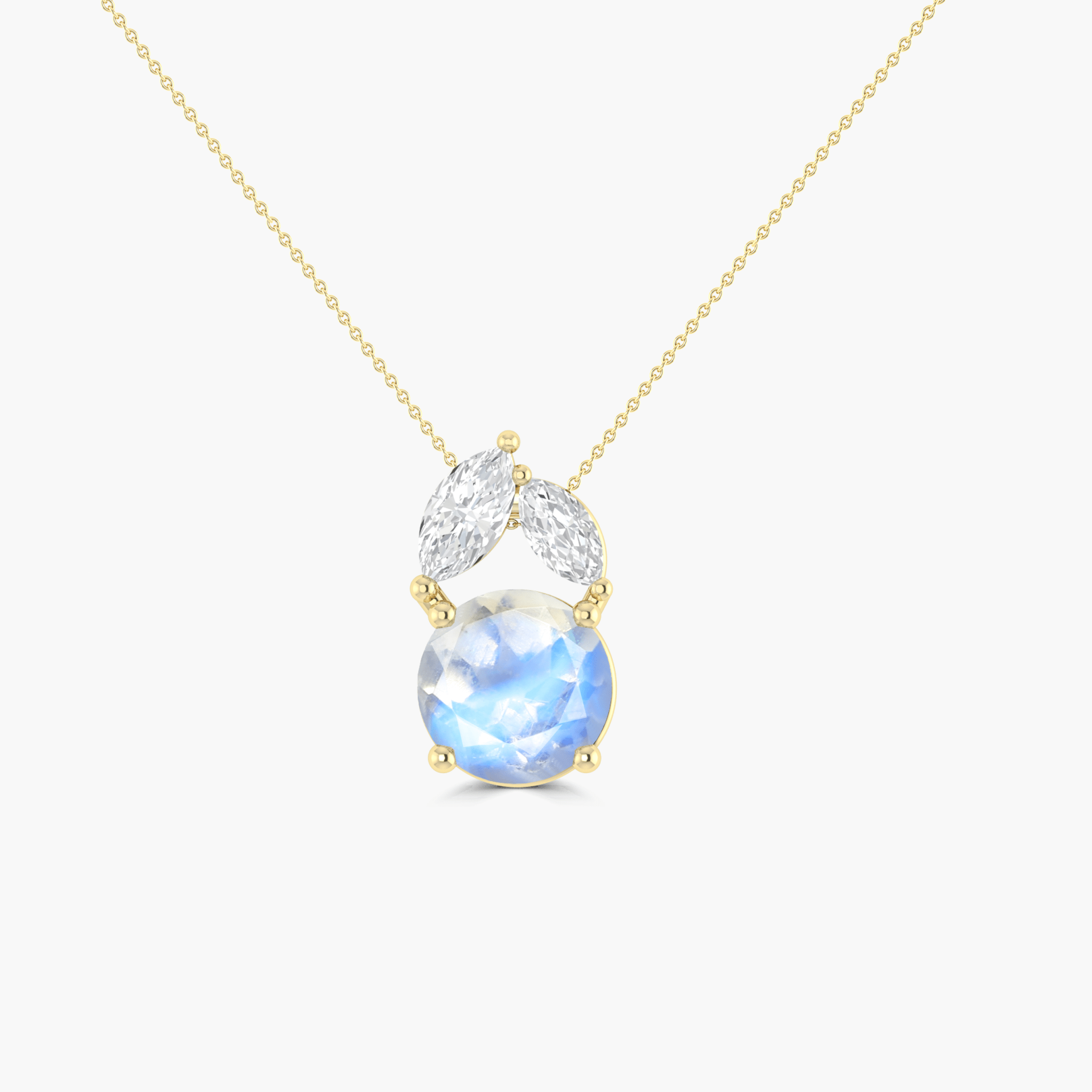 Natural Moonstone Round Stone Minimalist Chain Pendant Necklace - Goodstone Jewels