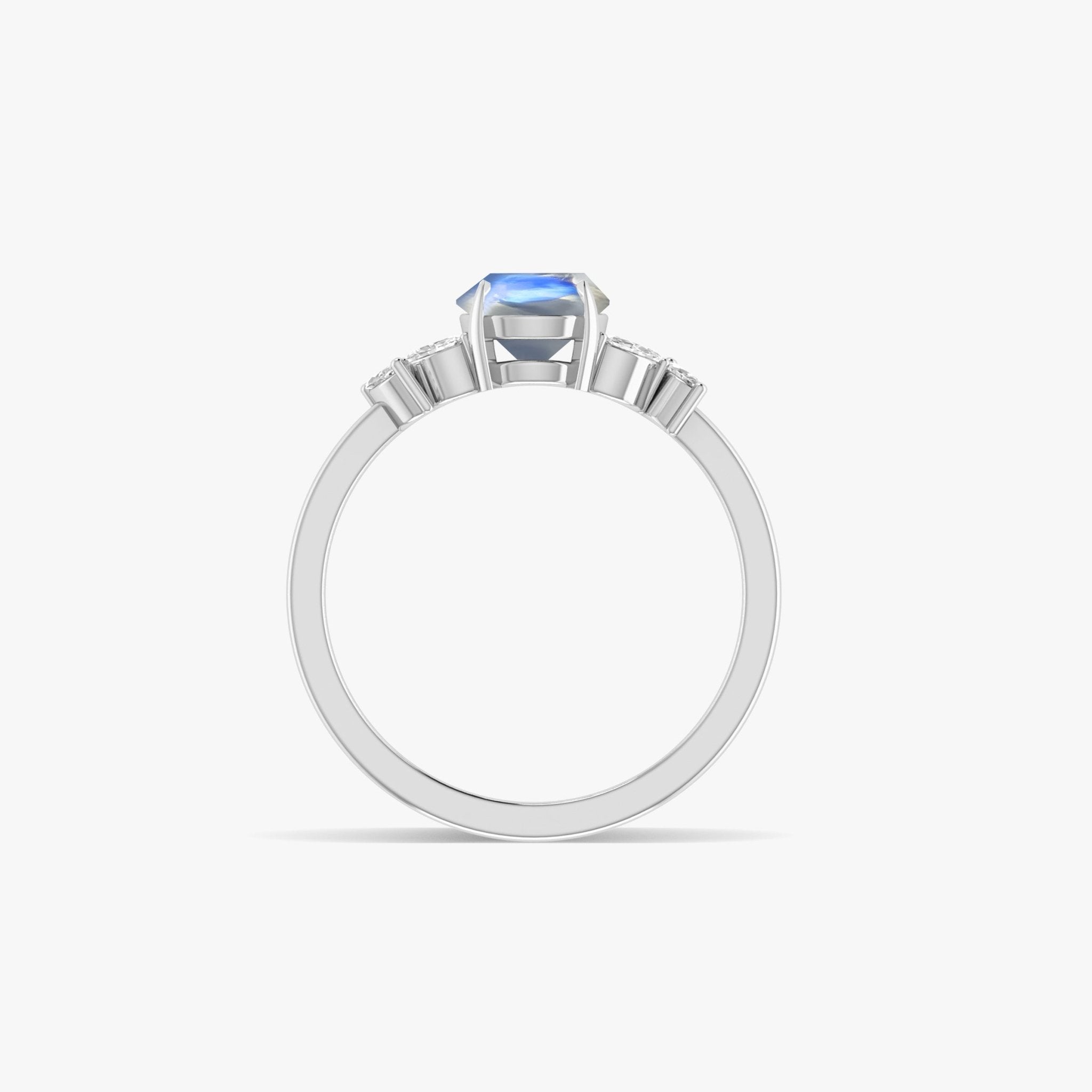 Natural Moonstone Round Stone Statement Ring in Silver & Gold Filled - Goodstone Jewels