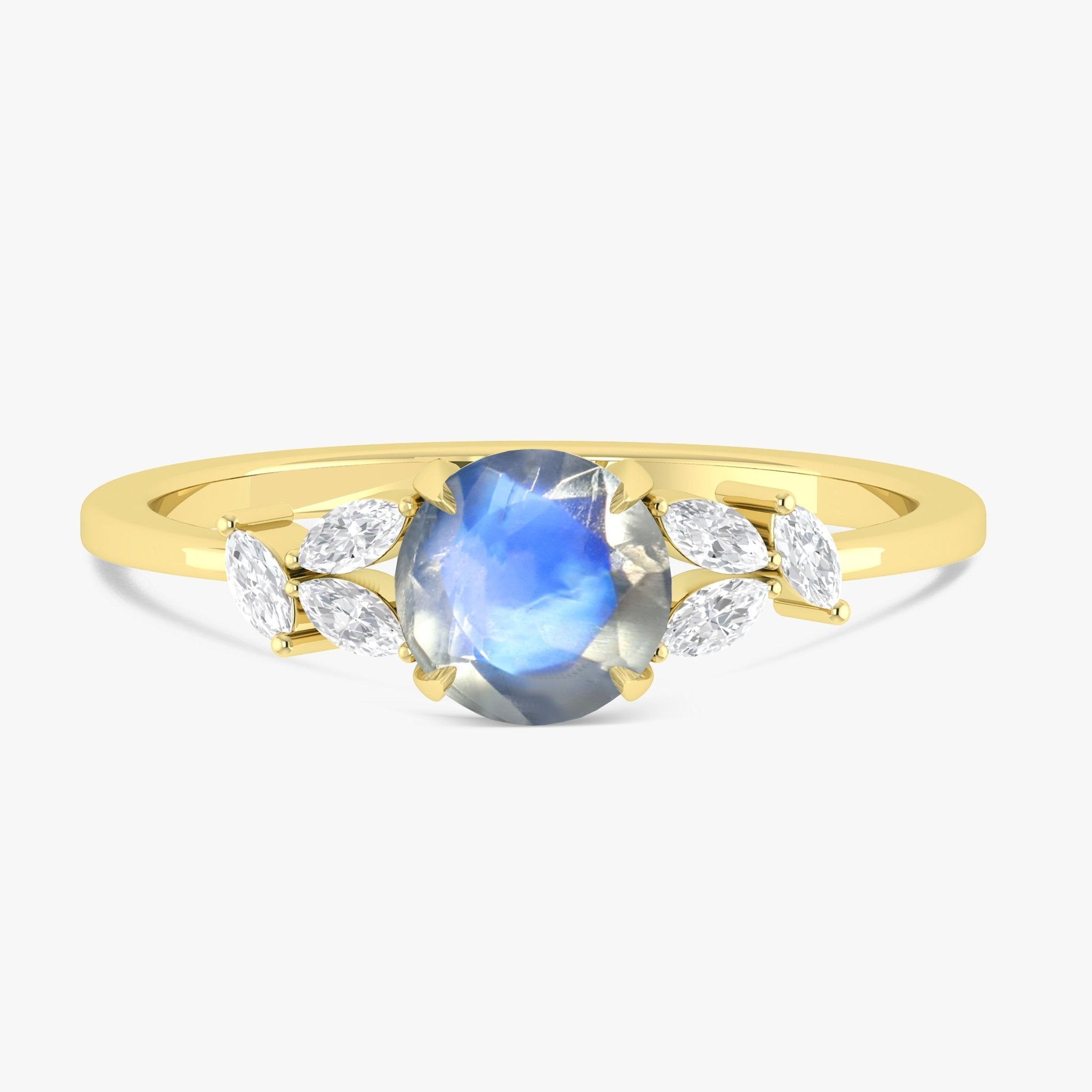 Gold plated rings for women moonstone leaf design