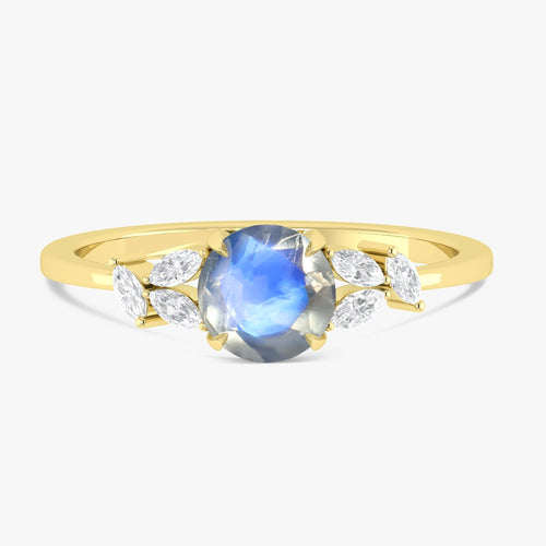 Natural Moonstone Leaf Ring - Silver & Gold Filled